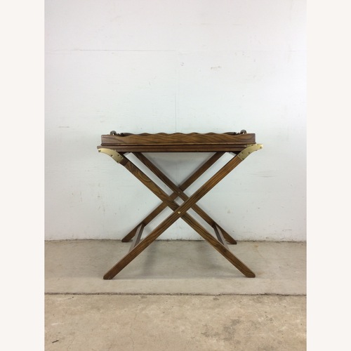 Used Vintage Campaign Serving Tray with 2 Folding Leafs for sale on AptDeco