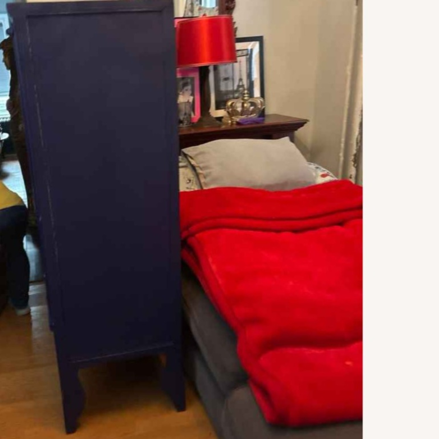 Distressed Navy Blue Elmwood Chinese Ming Armoire - image-7