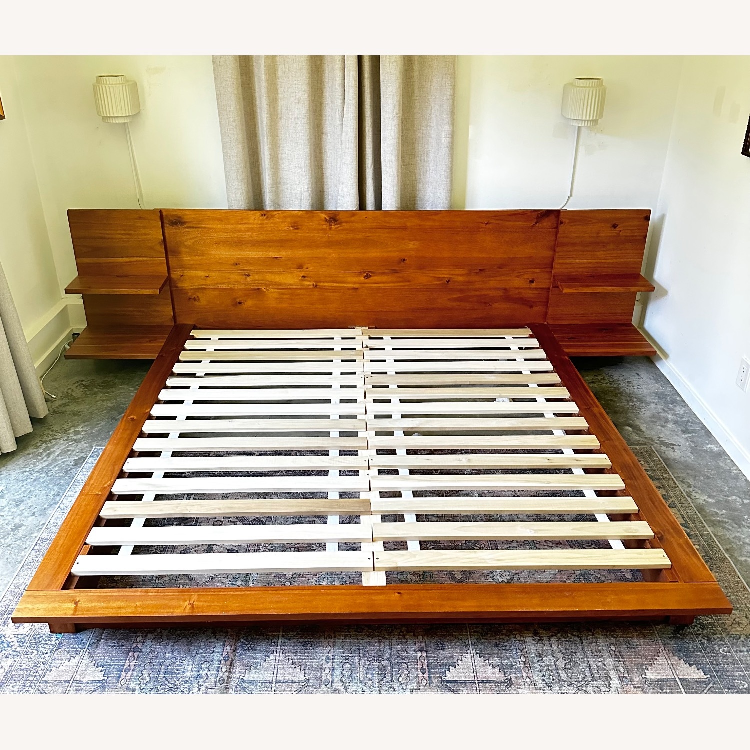 CB2 Andes Wood Platform King Bed With Nightstands - image-1