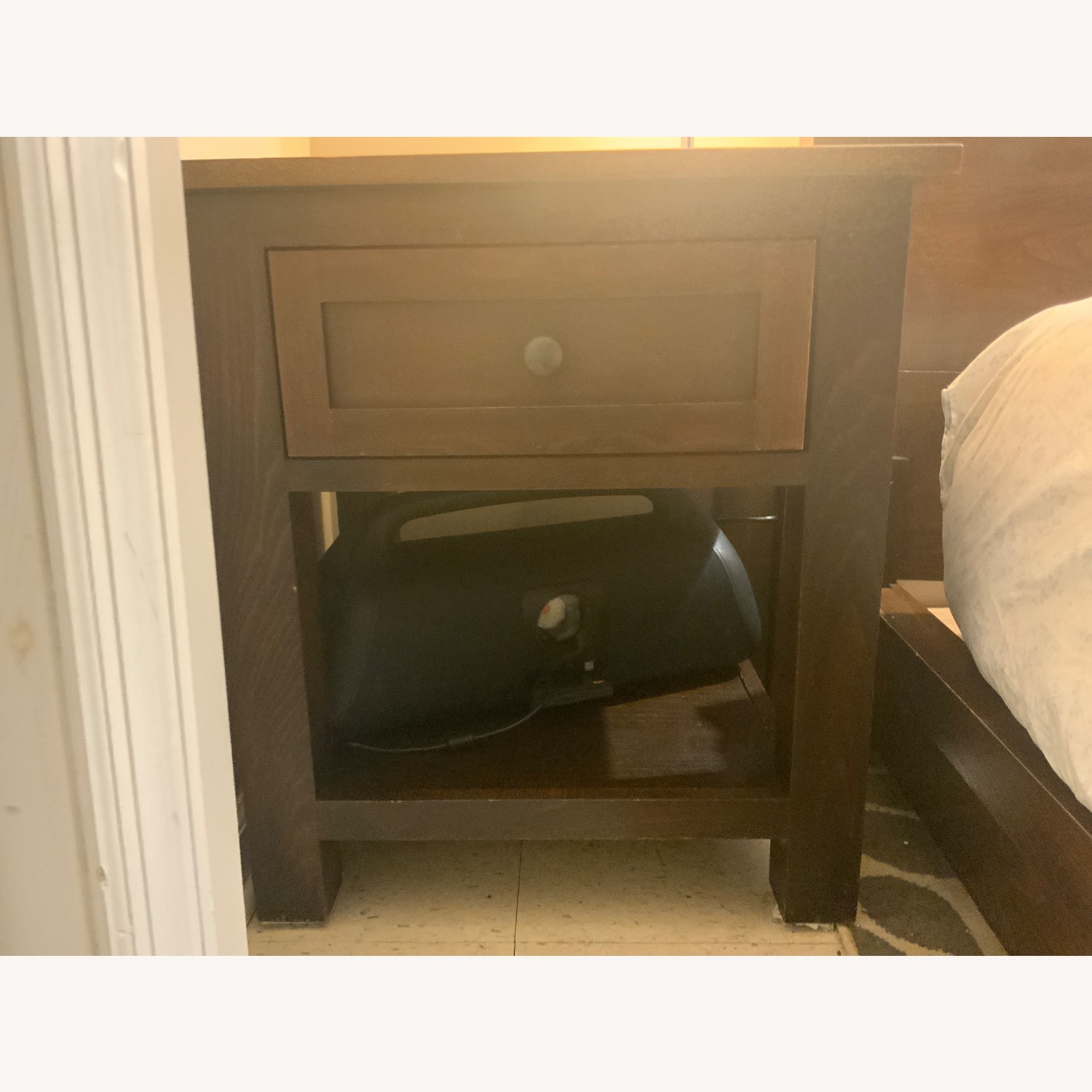 Wooden Bedside Table in Dark Brown - image-2