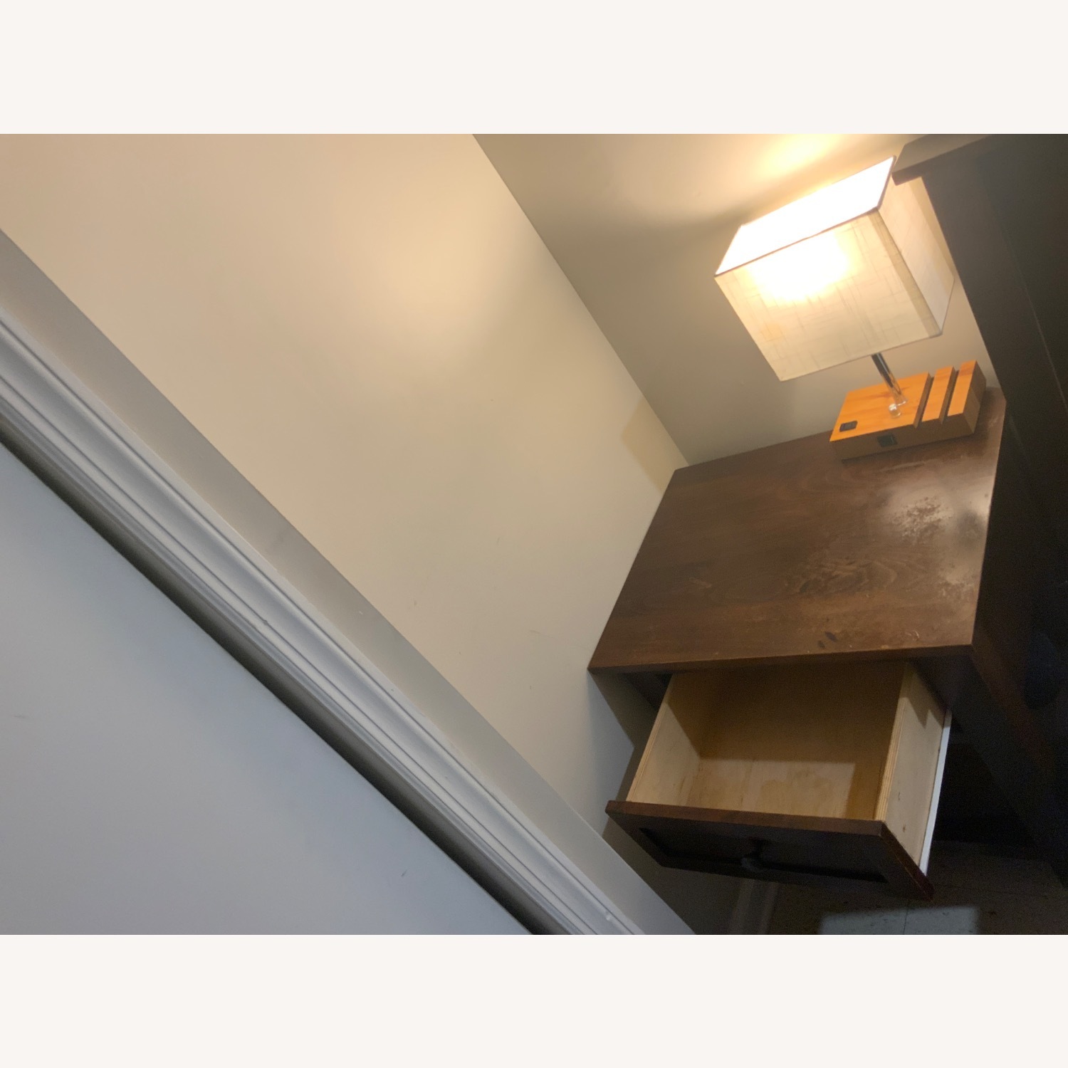 Wooden Bedside Table in Dark Brown - image-5
