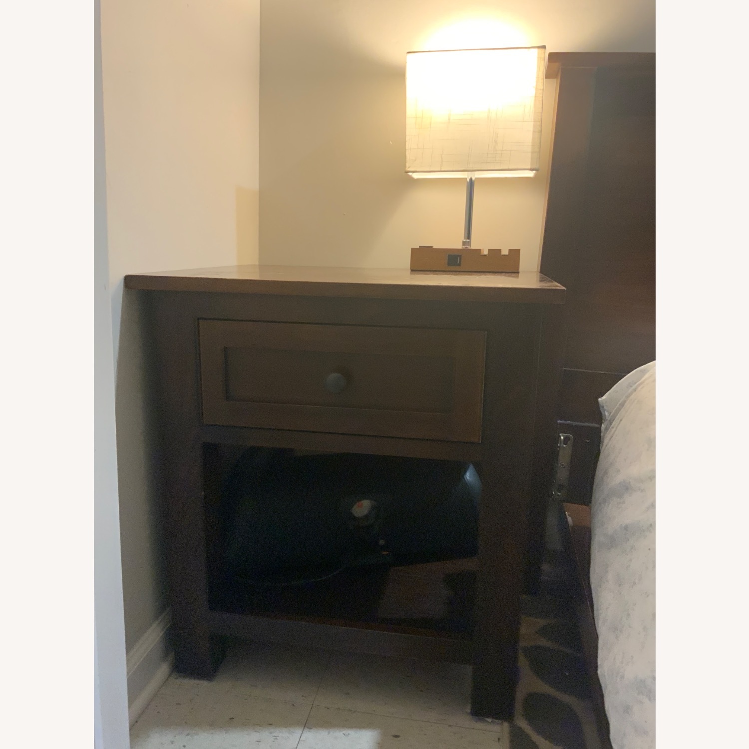 Wooden Bedside Table in Dark Brown - image-1