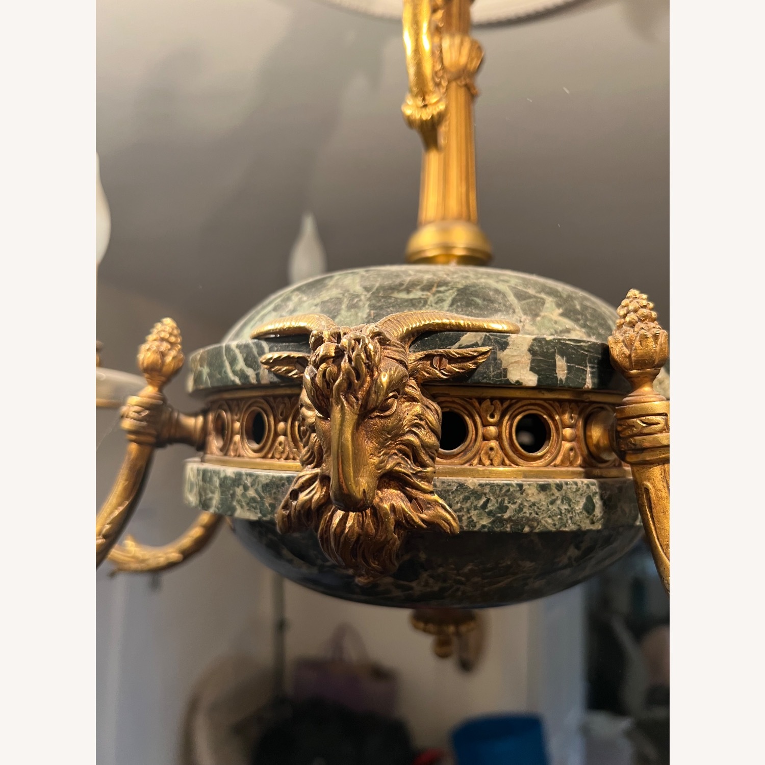 Imperial Gilt Bronze & Green Marble Chandelier - image-3