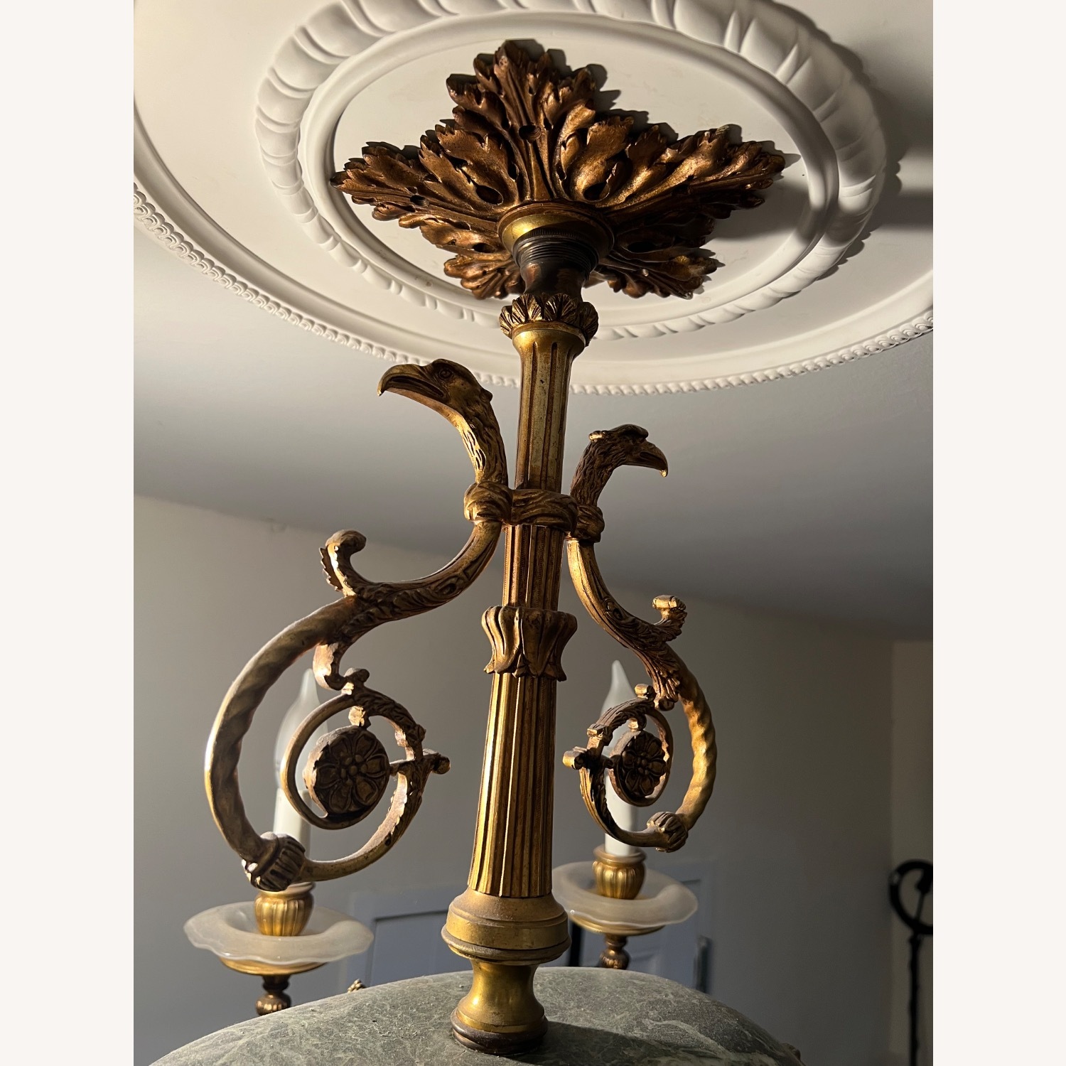 Imperial Gilt Bronze & Green Marble Chandelier - image-5