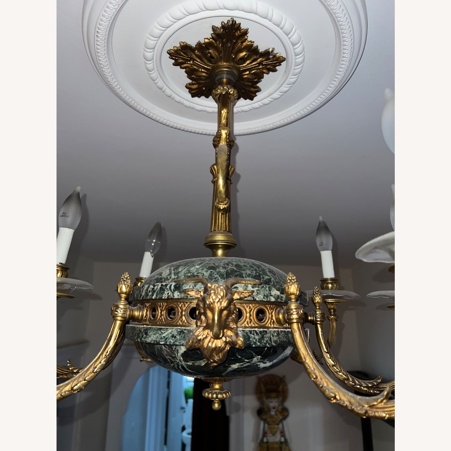 Imperial Gilt Bronze & Green Marble Chandelier - image-8