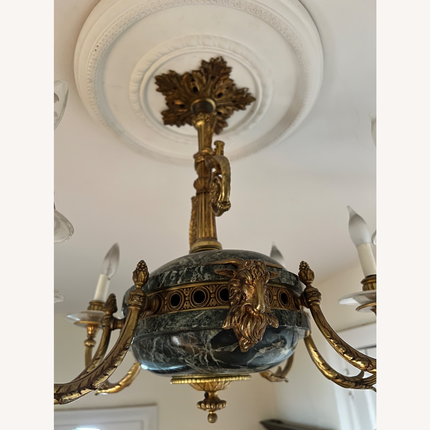 Imperial Gilt Bronze & Green Marble Chandelier - image-4
