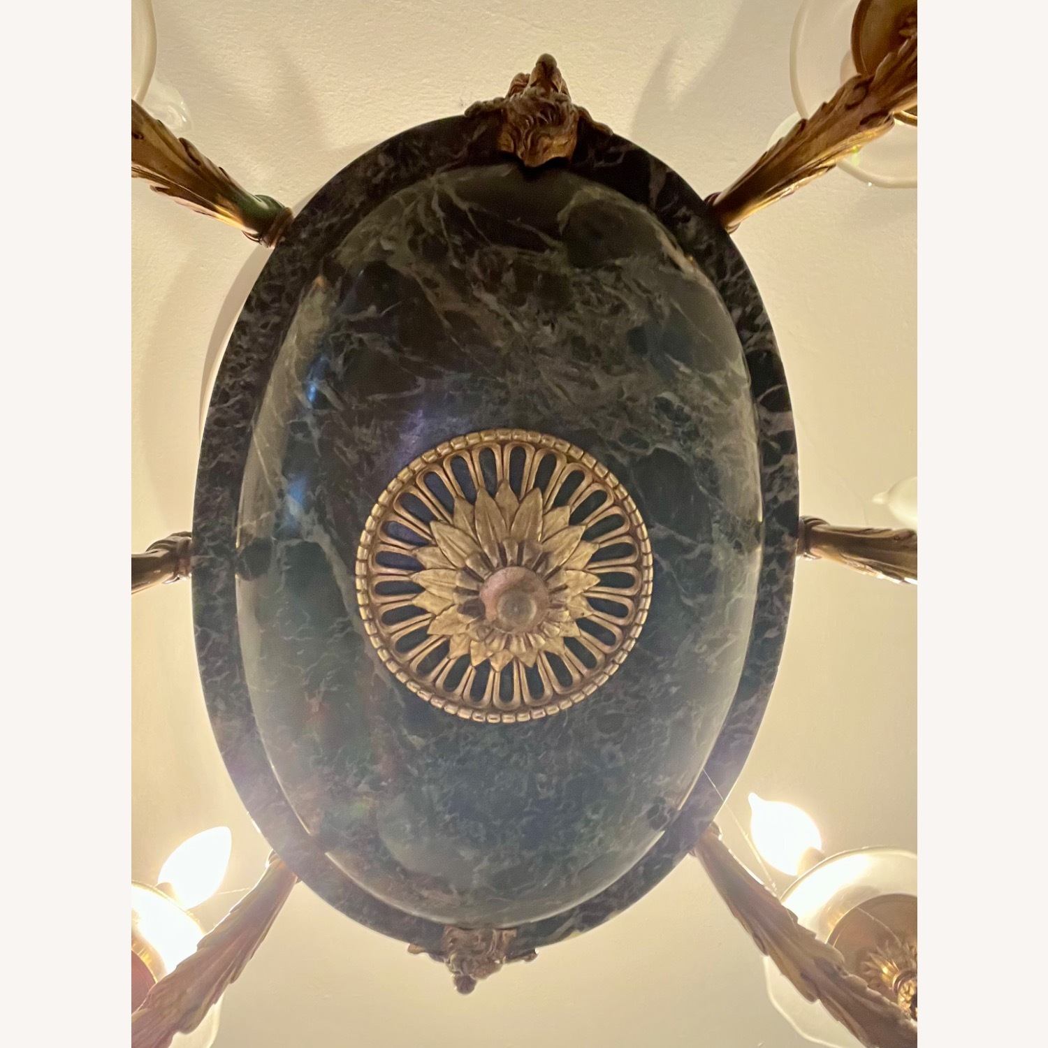 Imperial Gilt Bronze & Green Marble Chandelier - image-7