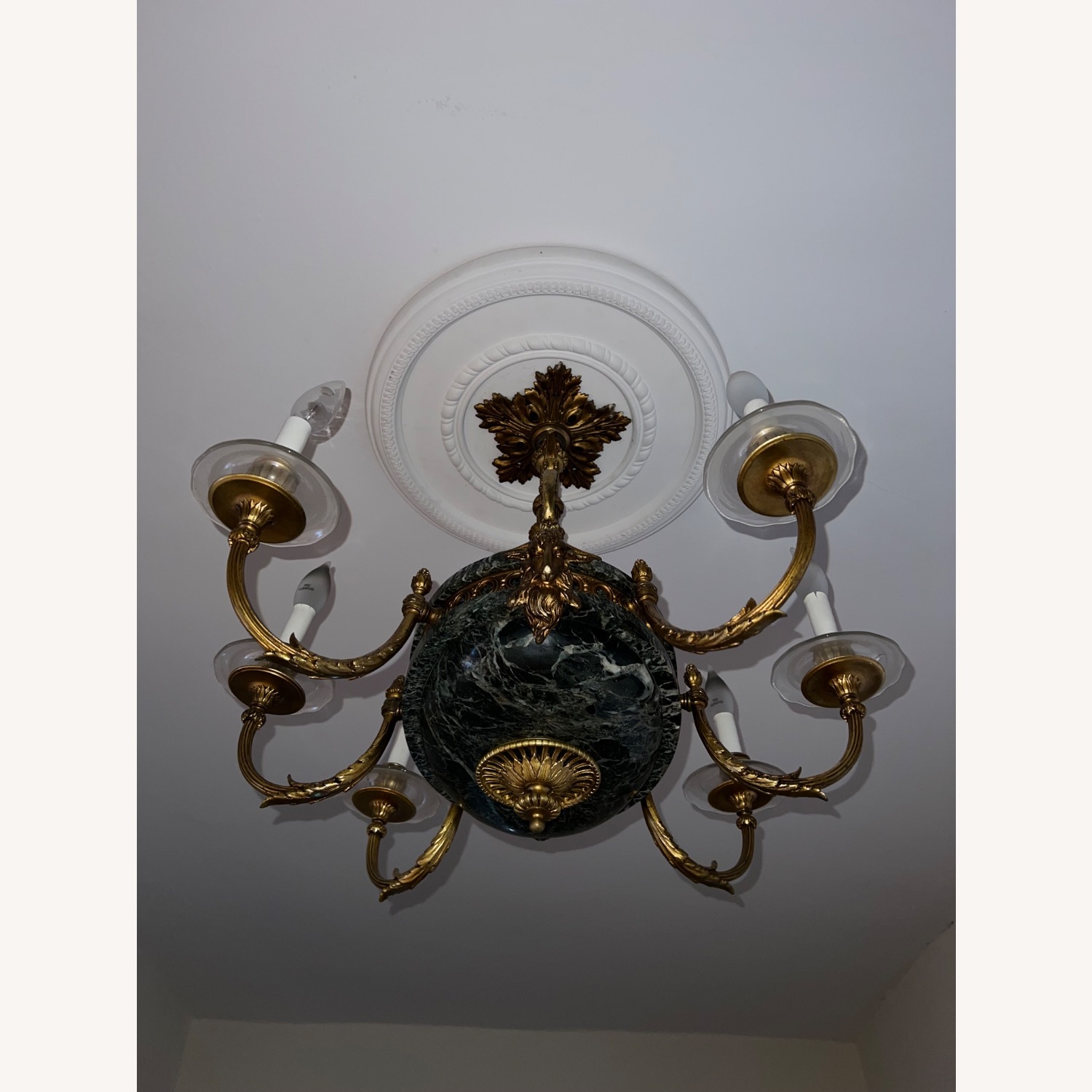 Imperial Gilt Bronze & Green Marble Chandelier - image-2