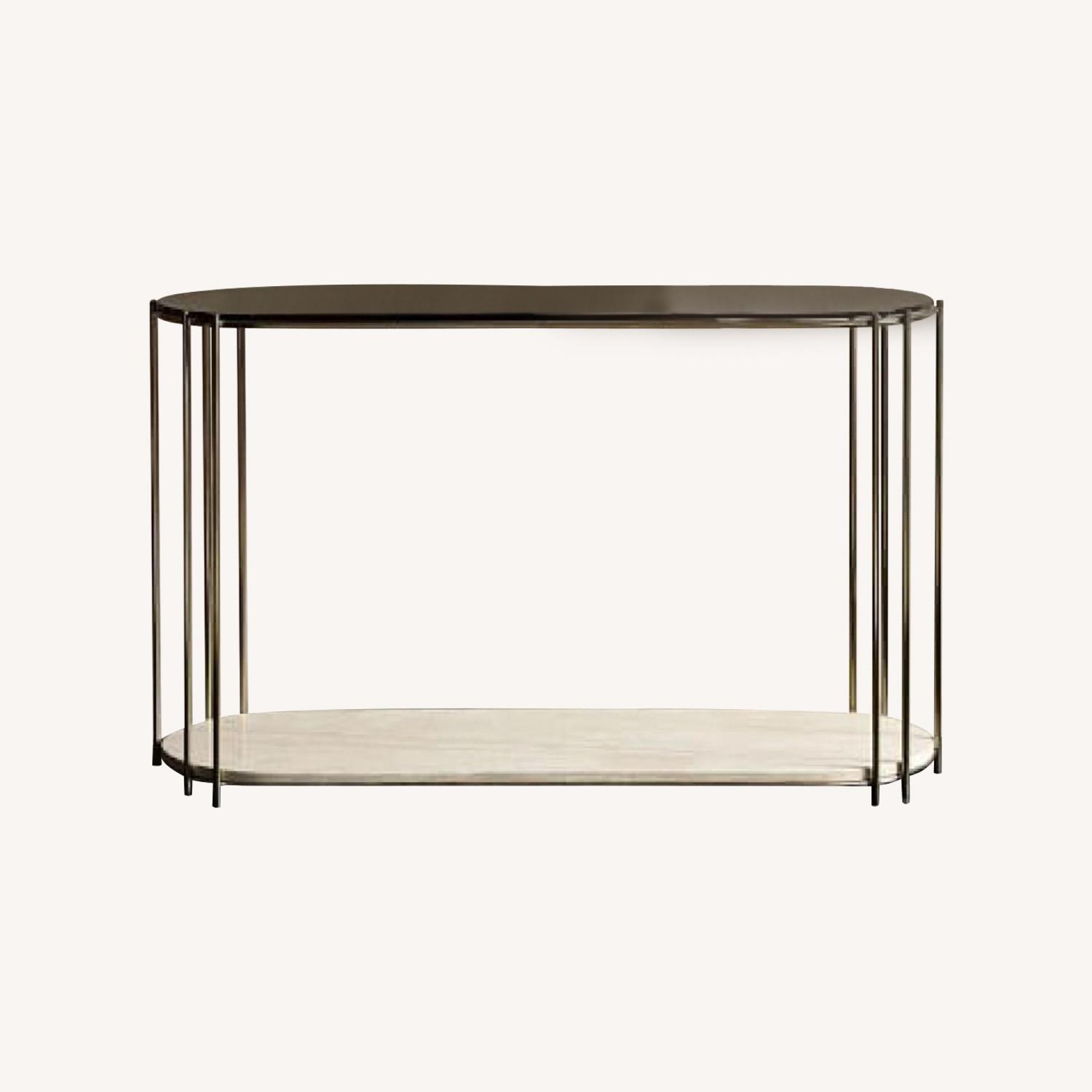 West Elm Messina Console - Bianco Crema Marble - image-0