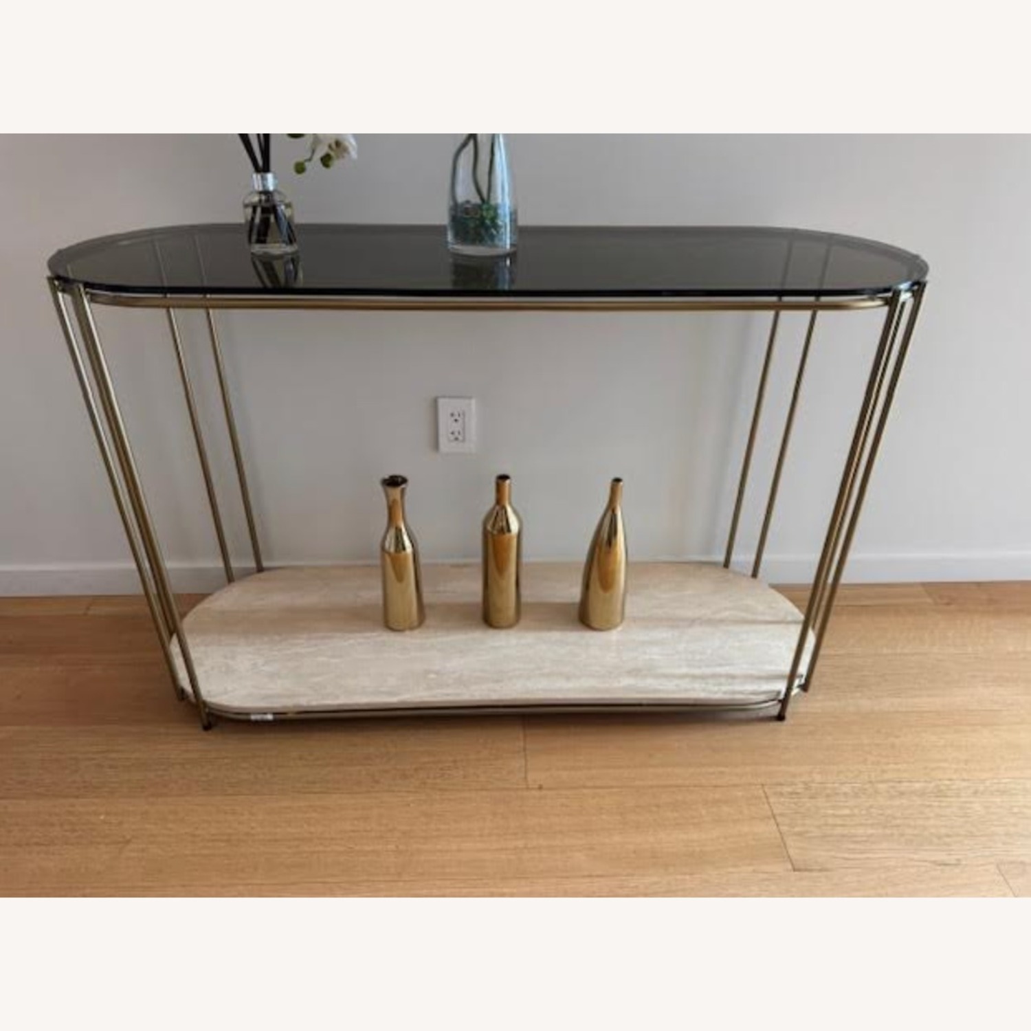 West Elm Messina Console - Bianco Crema Marble - image-3