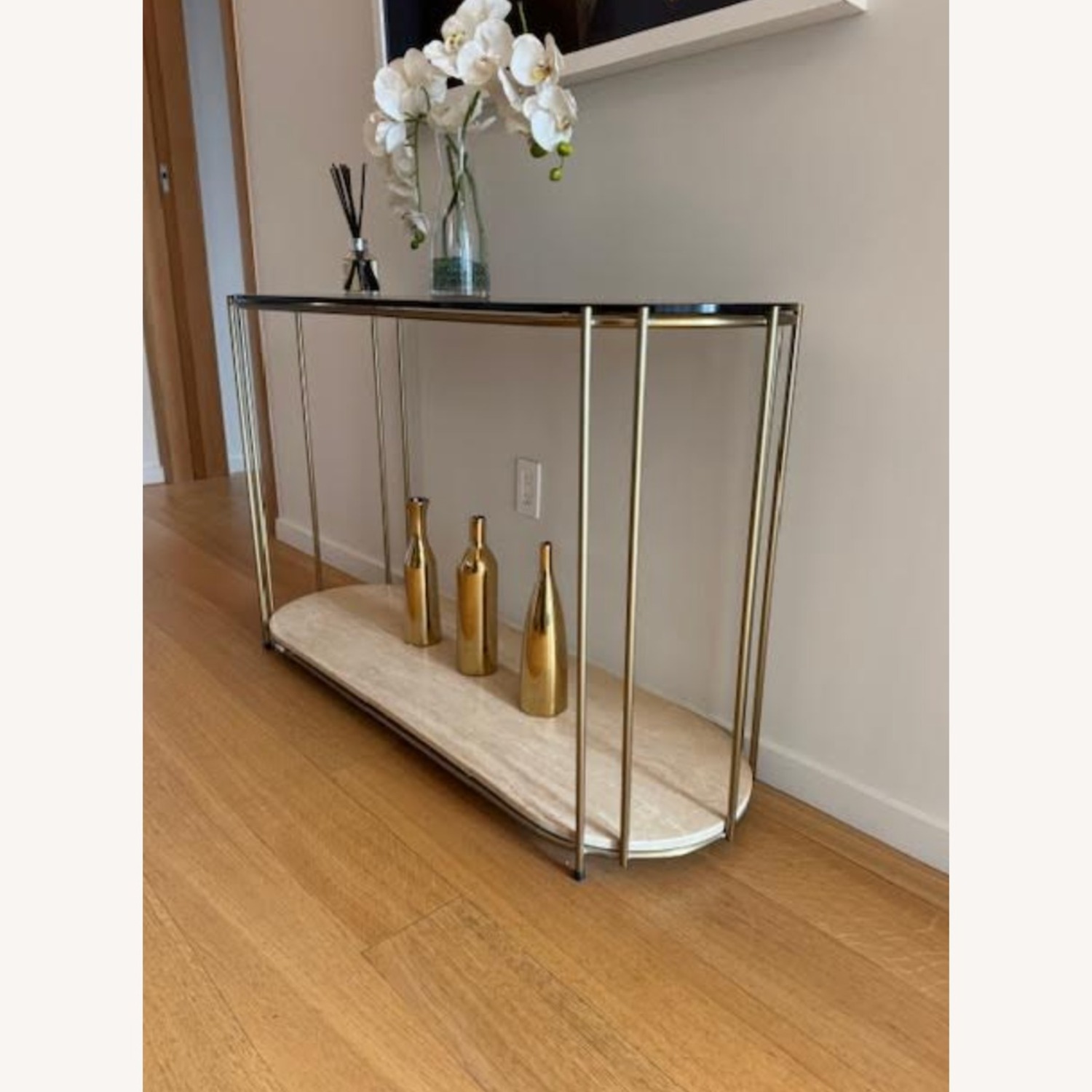West Elm Messina Console - Bianco Crema Marble - image-2