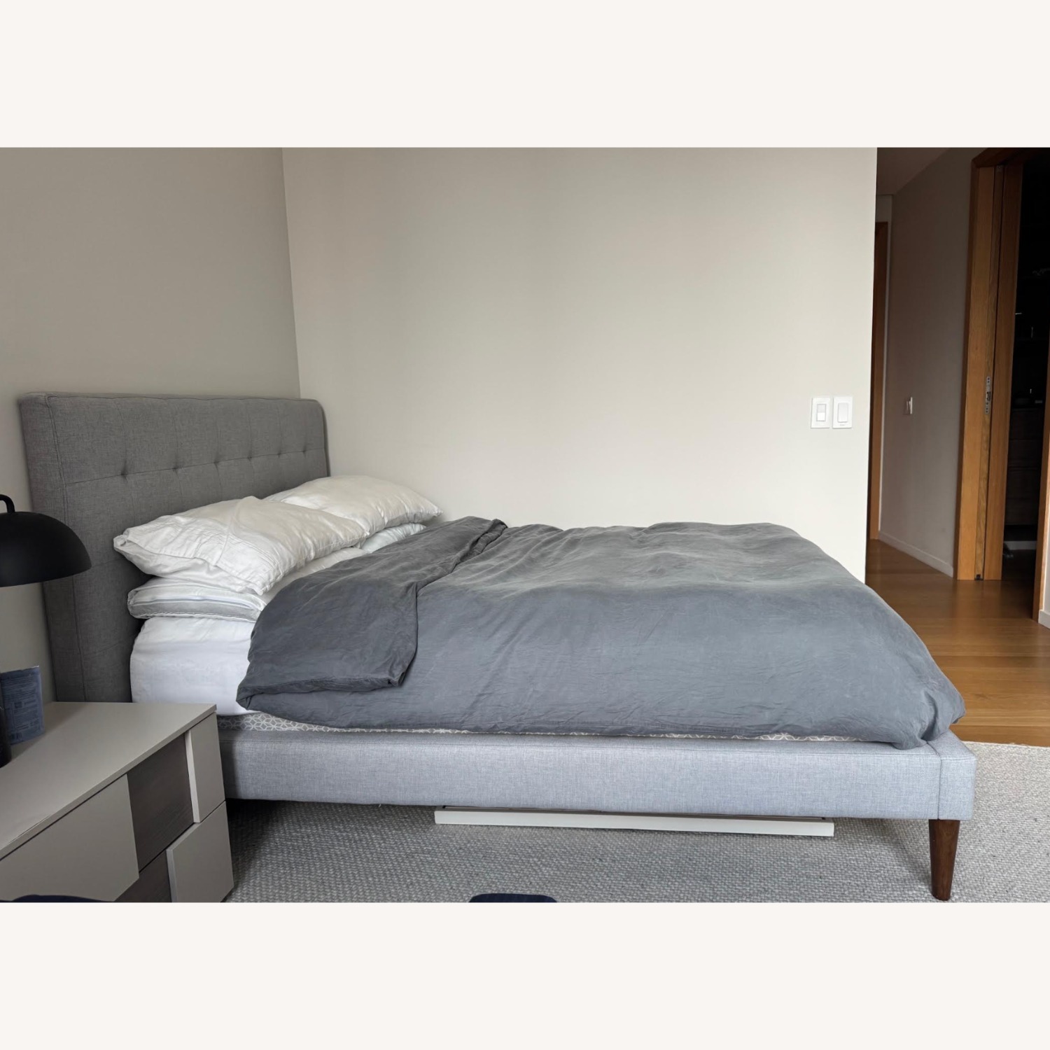 West Elm Grid Tufted Full Bed - Pewter Color  - image-2