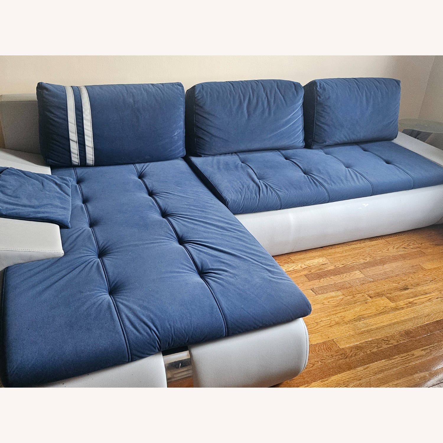 Custom Cloth and Italian Leather Sectional - image-2