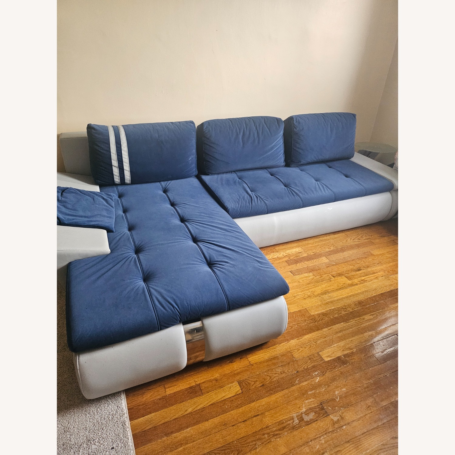 Custom Cloth and Italian Leather Sectional - image-1