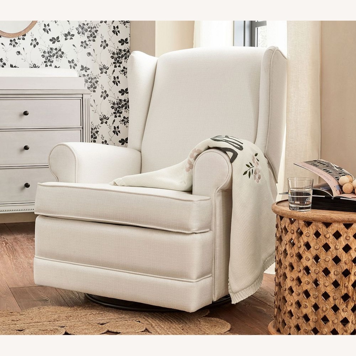 Pottery Barn Accent Wingback Chair & Ottoman - image-4