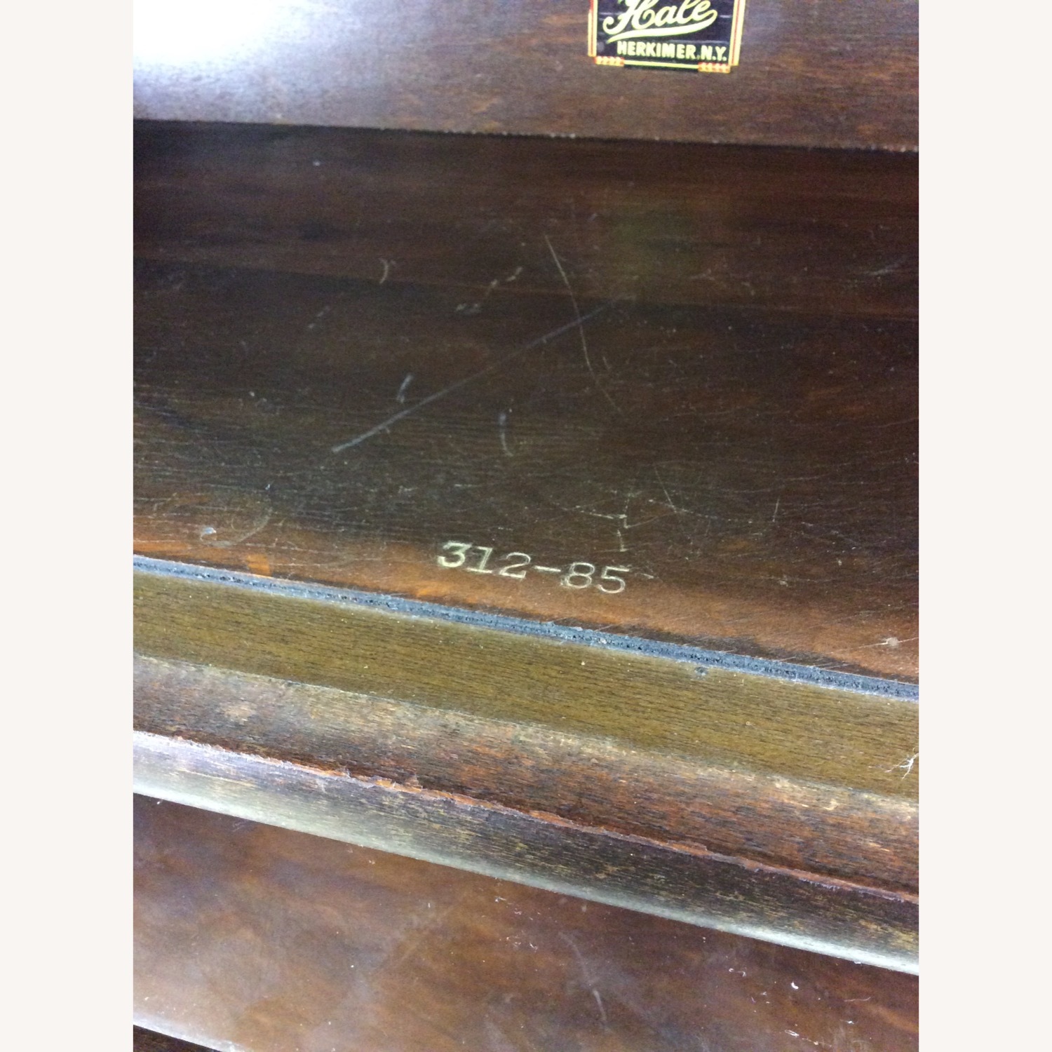 Antique Oak 3 Barrister Bookcase with Tapered Legs - image-14