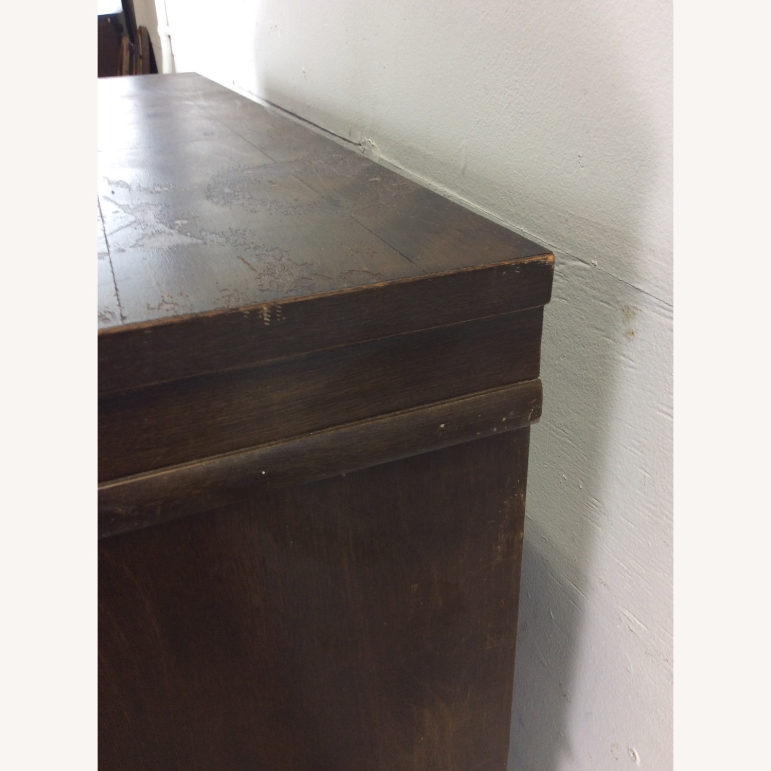 Antique Oak 3 Barrister Bookcase with Tapered Legs - image-18