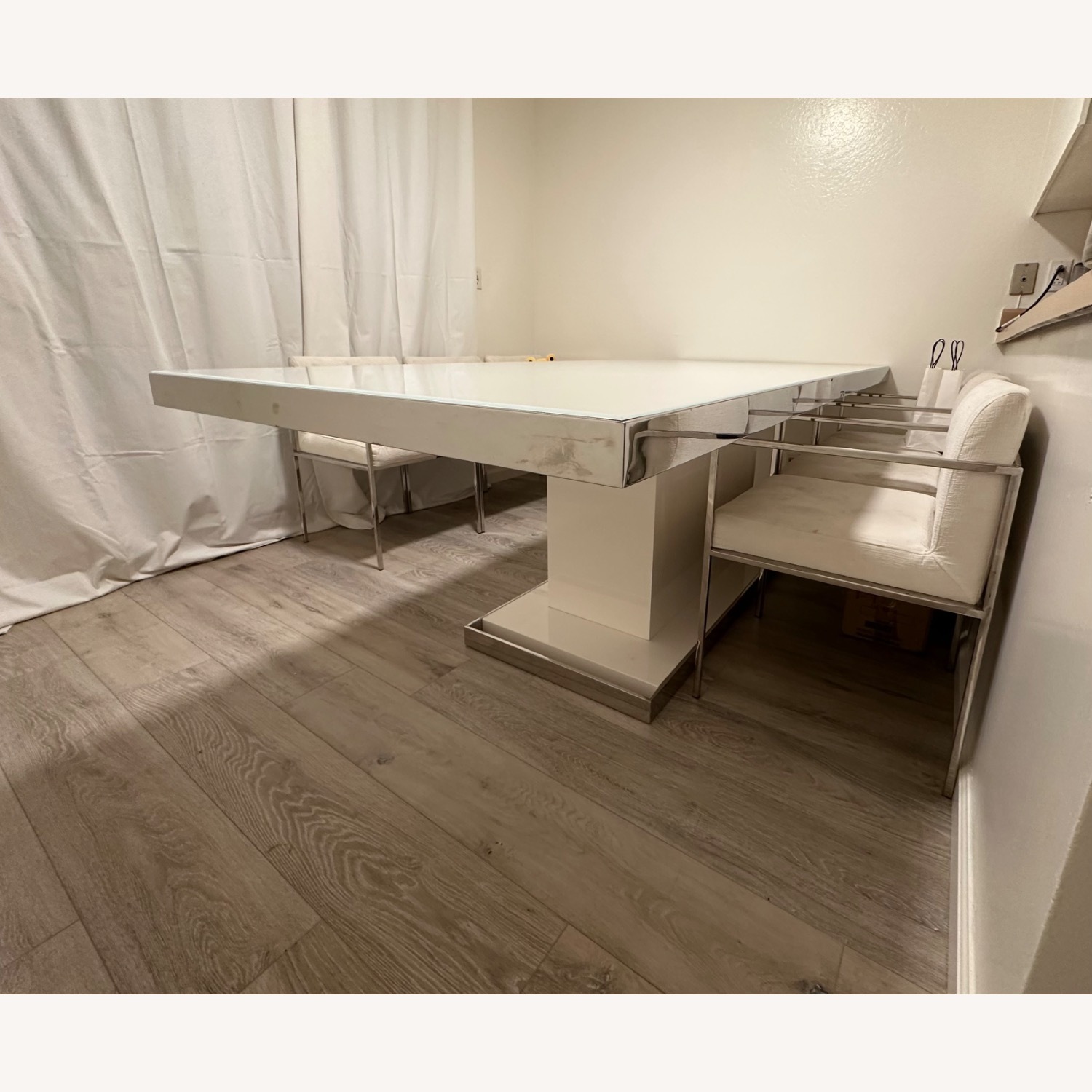 Scandinavian Design White 94” Dining Table set - image-1