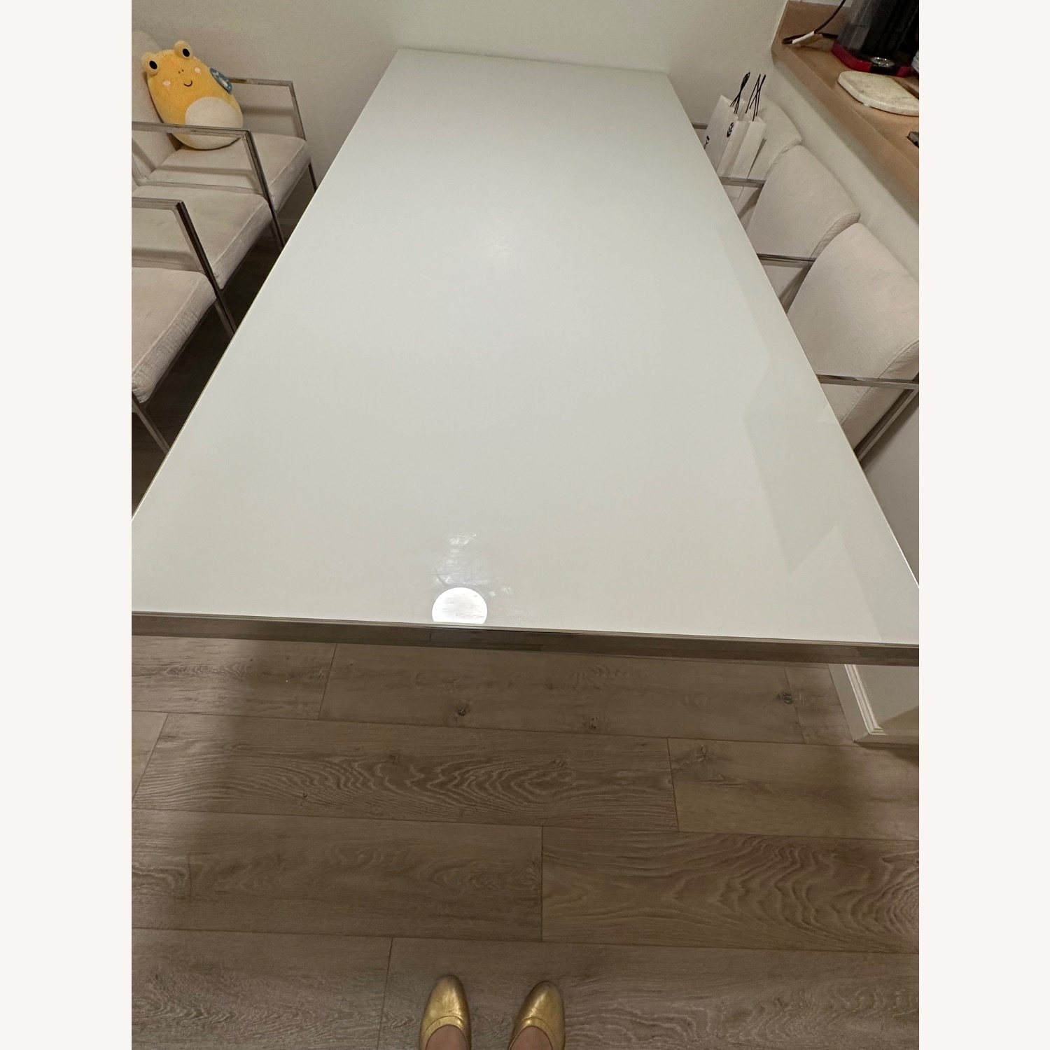 Scandinavian Design White 94” Dining Table set - image-3