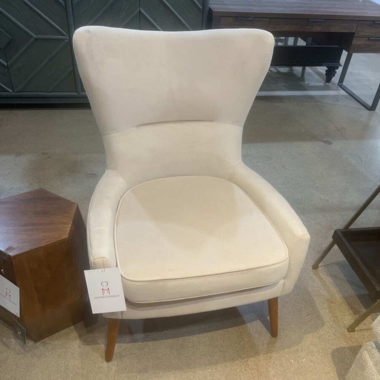 Modern Wingback Velvet Chair - image-1