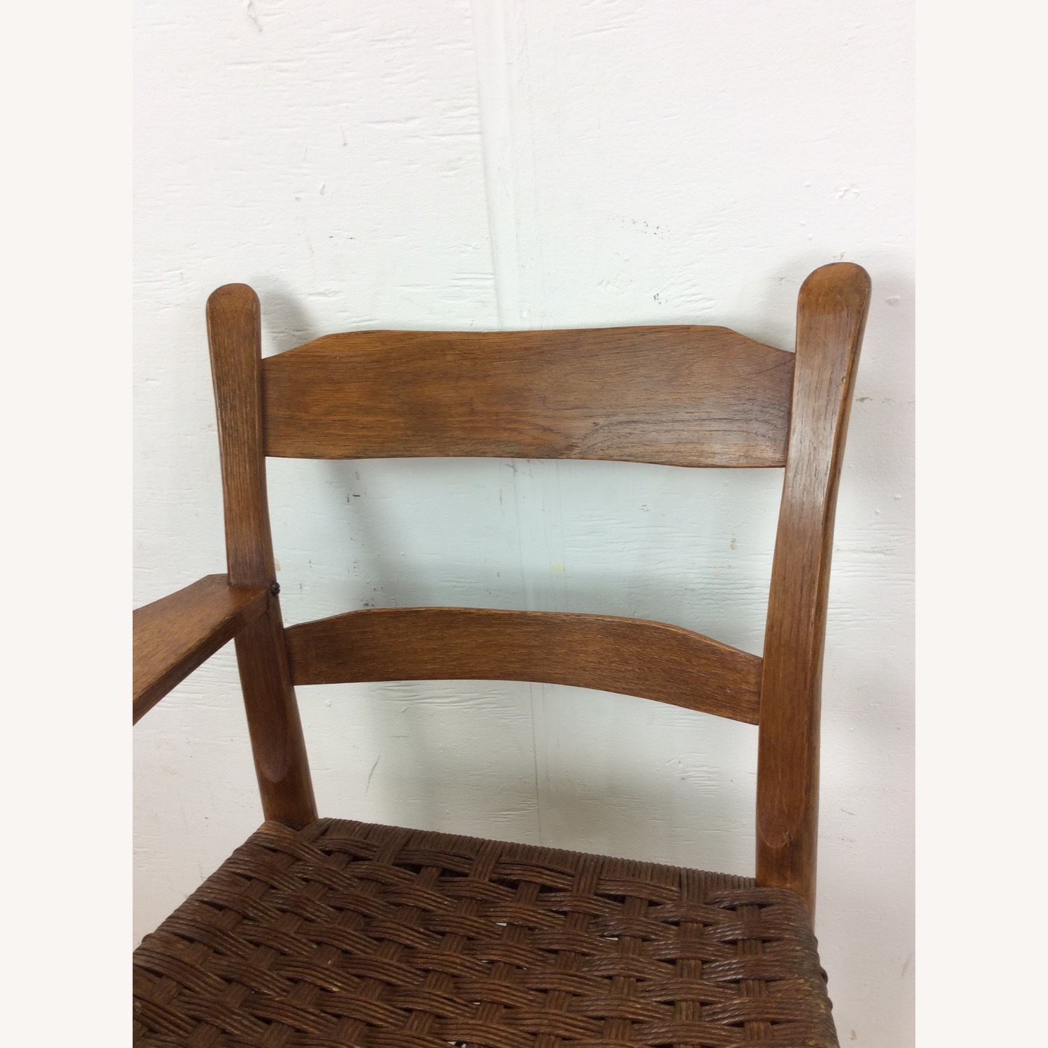 Antique Ladder Back Writing Chair with Rush Seat - image-12