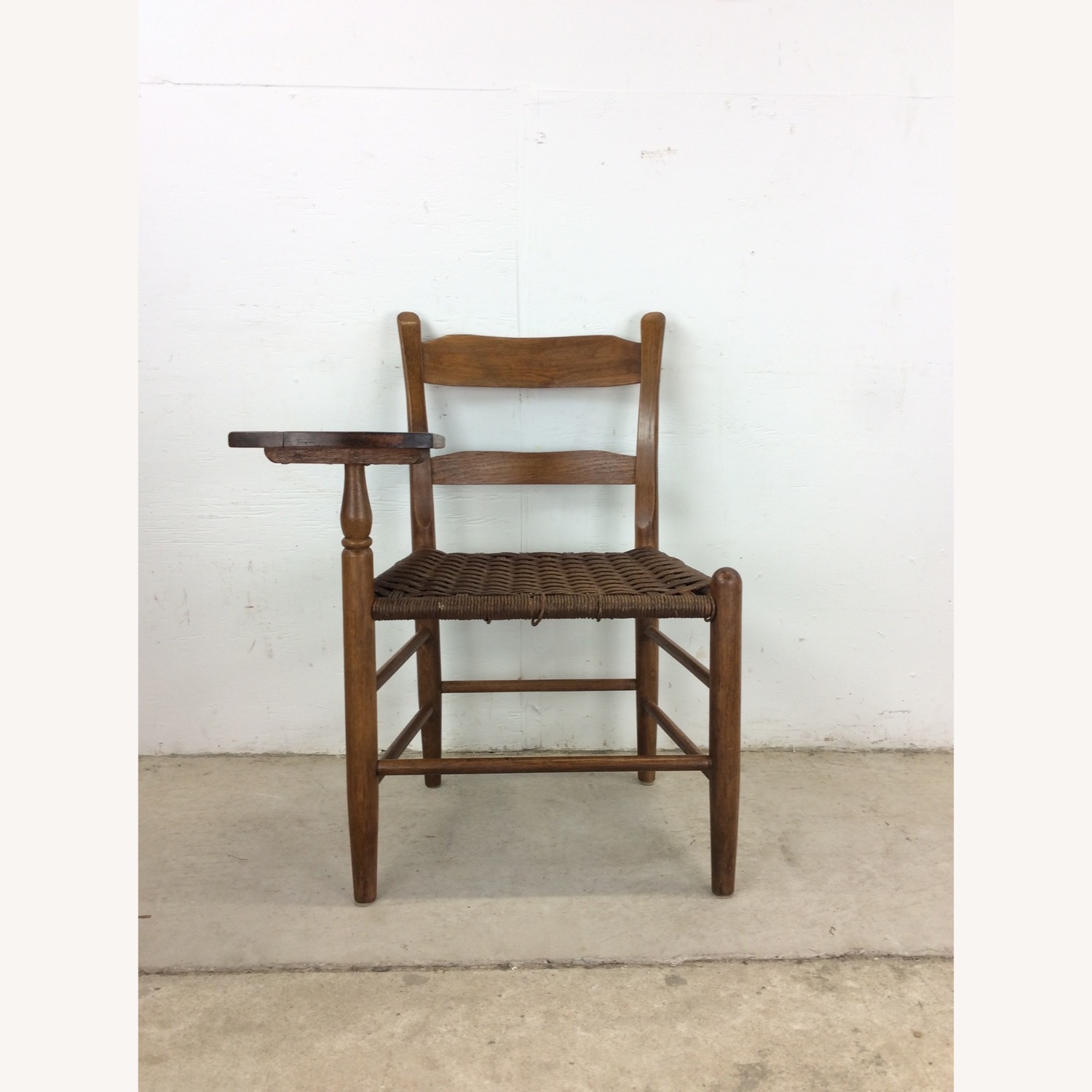 Antique Ladder Back Writing Chair with Rush Seat - image-1