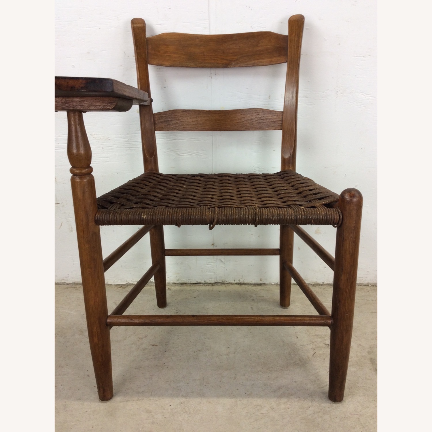 Antique Ladder Back Writing Chair with Rush Seat - image-5