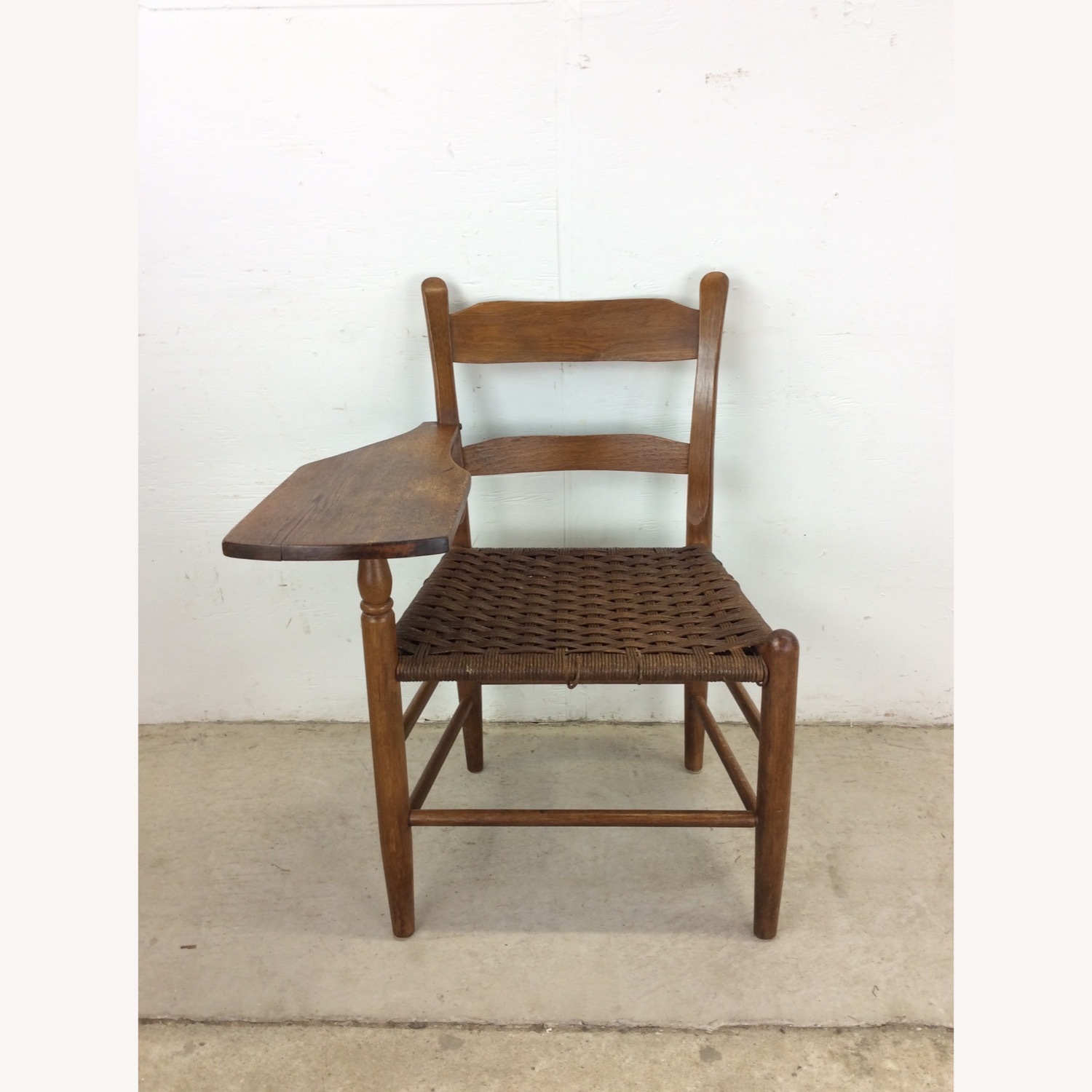Antique Ladder Back Writing Chair with Rush Seat - image-3