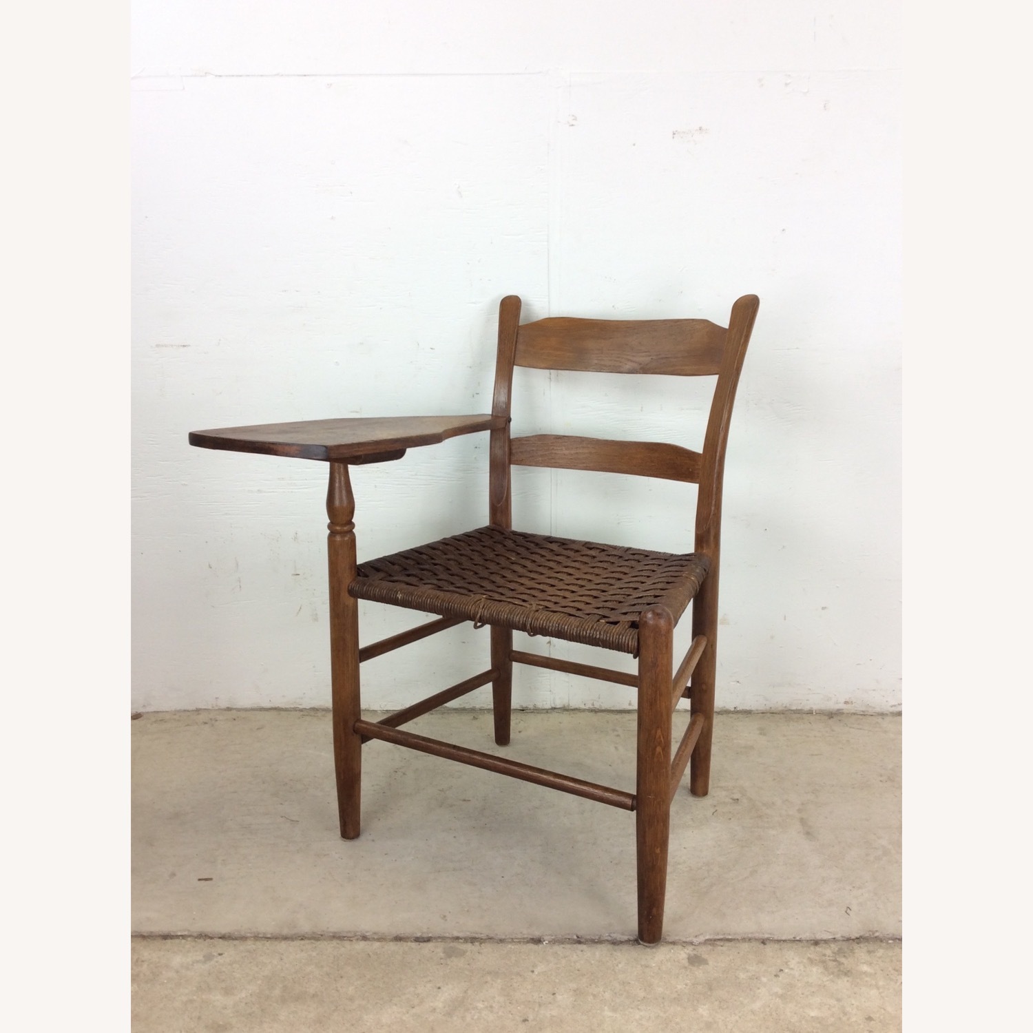 Antique Ladder Back Writing Chair with Rush Seat - image-14