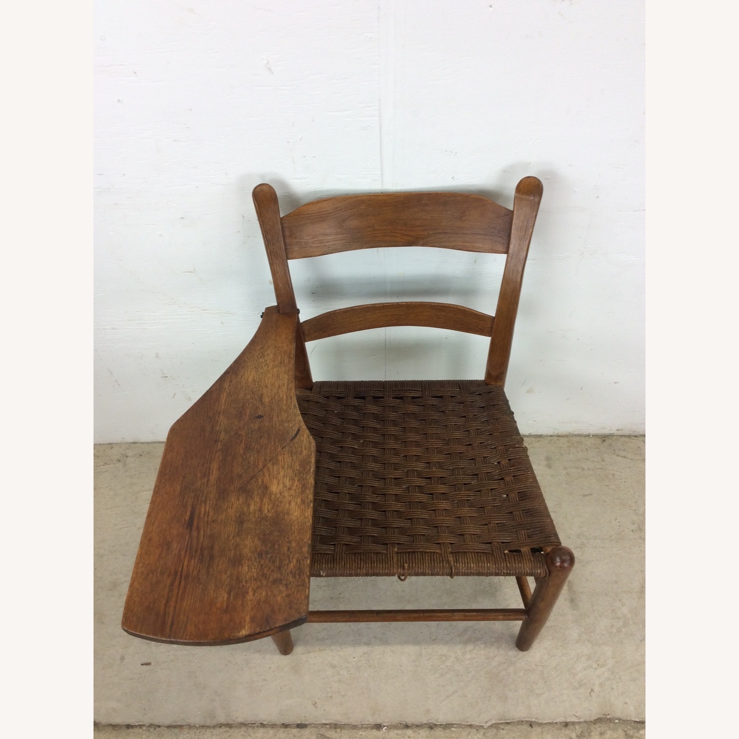 Antique Ladder Back Writing Chair with Rush Seat - image-6
