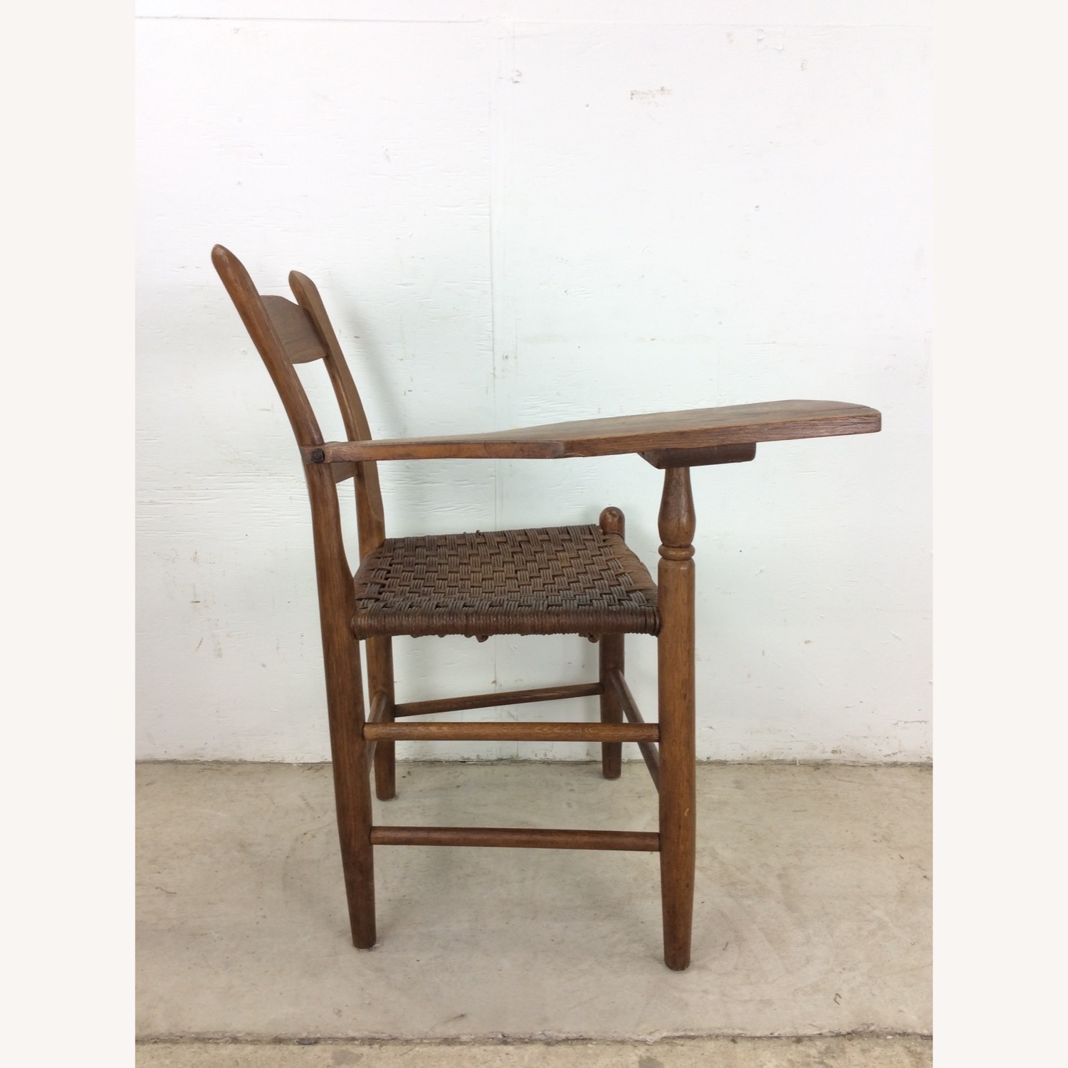 Antique Ladder Back Writing Chair with Rush Seat - image-23