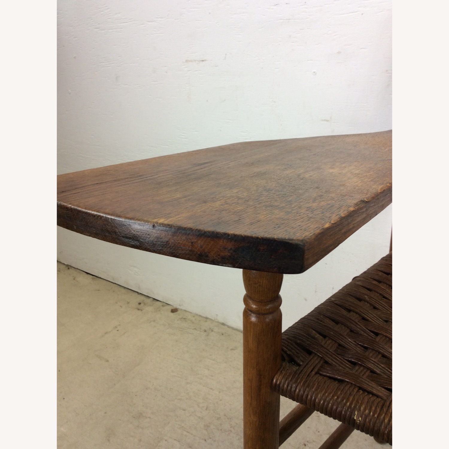 Antique Ladder Back Writing Chair with Rush Seat - image-10