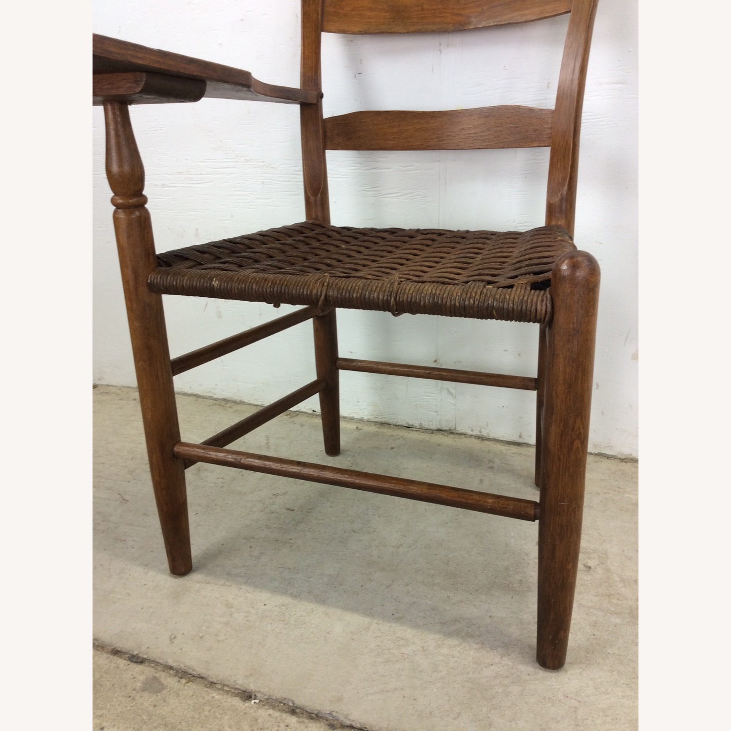 Antique Ladder Back Writing Chair with Rush Seat - image-11
