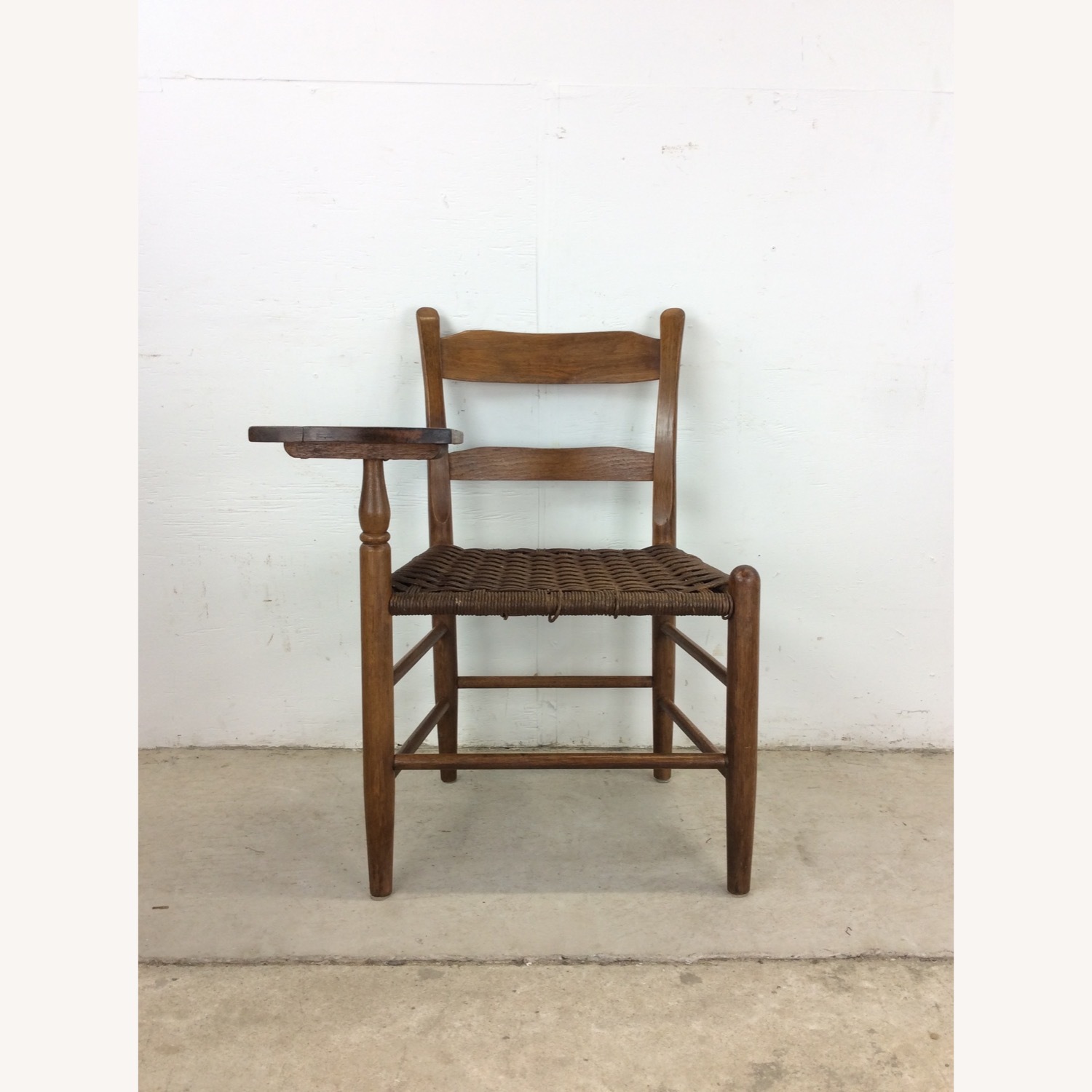 Antique Ladder Back Writing Chair with Rush Seat - image-2