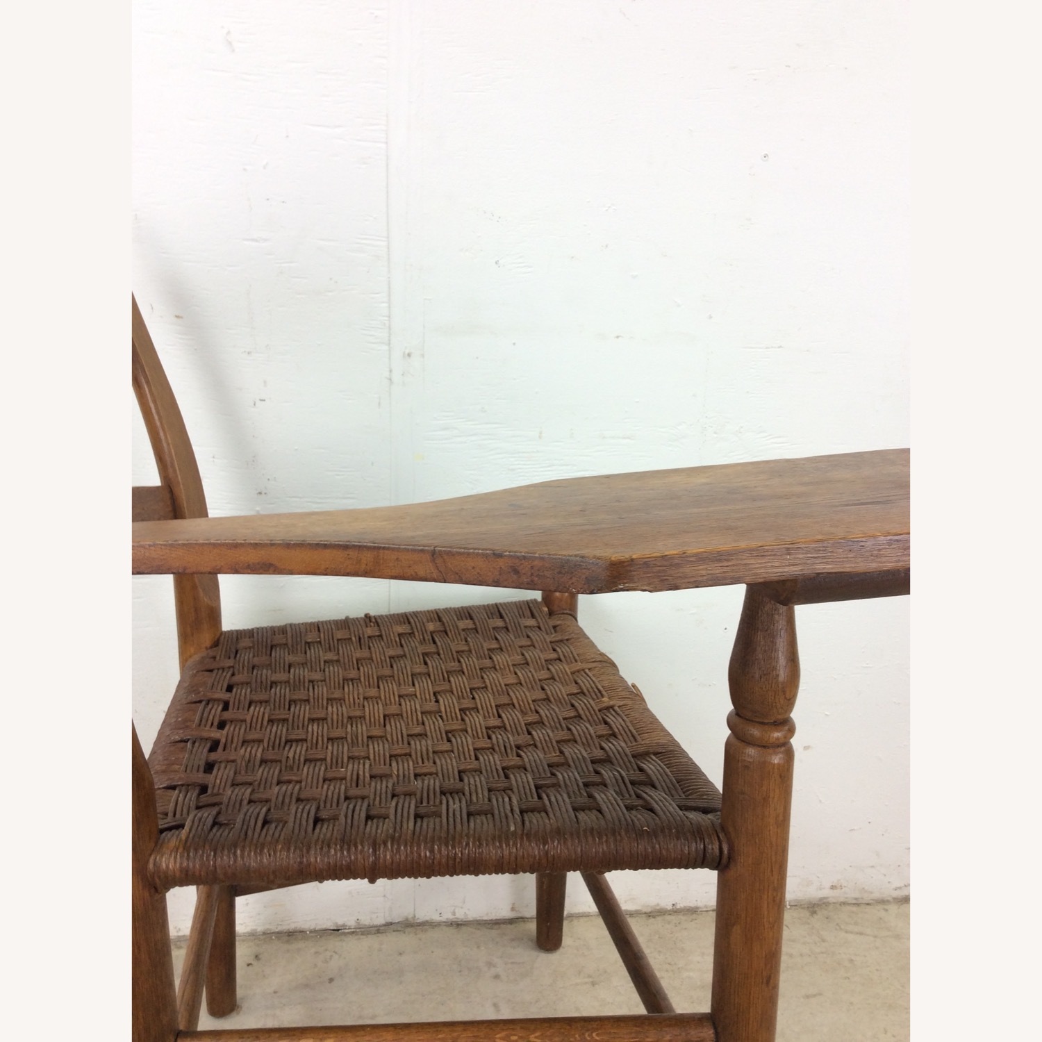 Antique Ladder Back Writing Chair with Rush Seat - image-24
