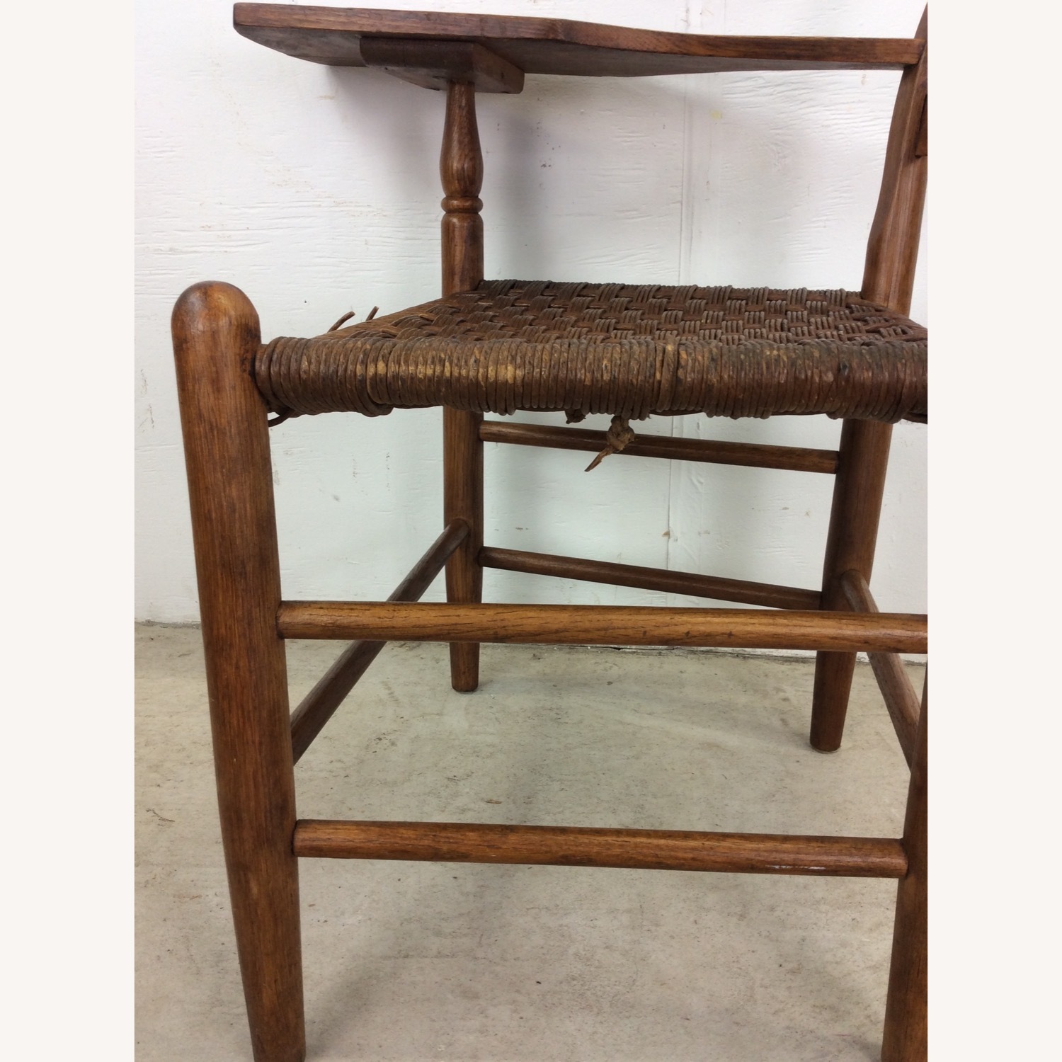 Antique Ladder Back Writing Chair with Rush Seat - image-17