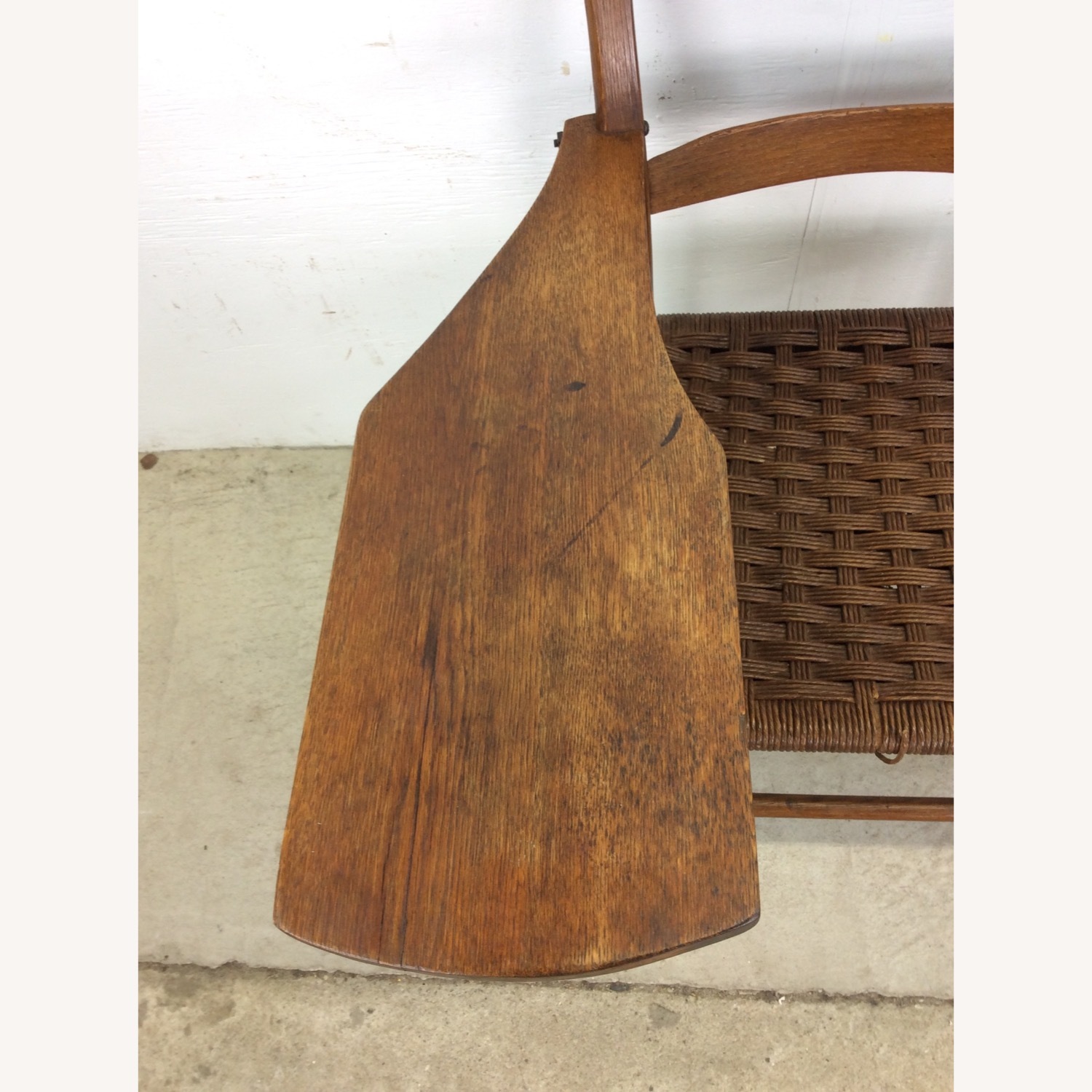 Antique Ladder Back Writing Chair with Rush Seat - image-7