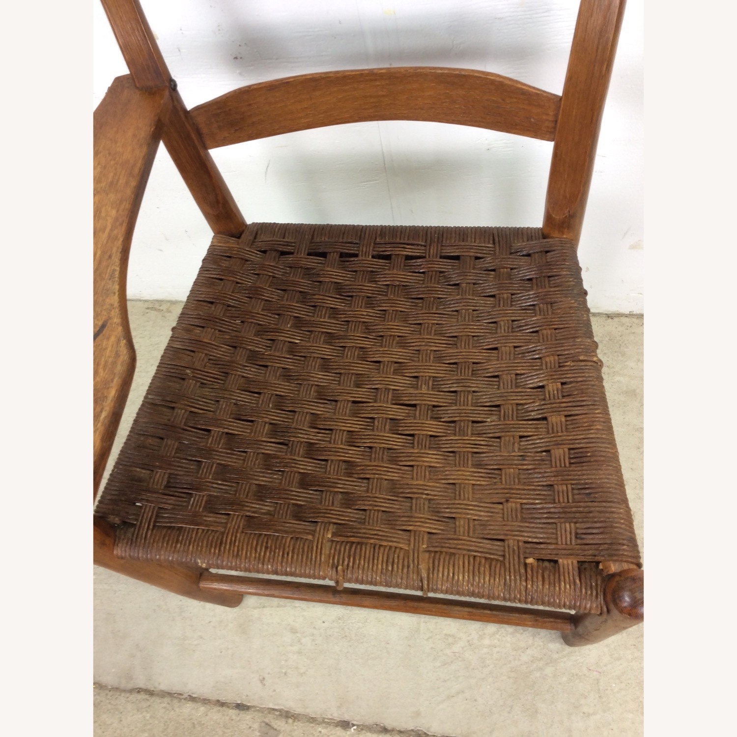 Antique Ladder Back Writing Chair with Rush Seat - image-8