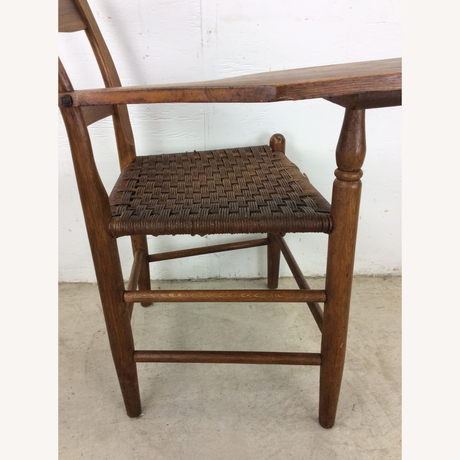 Antique Ladder Back Writing Chair with Rush Seat - image-25