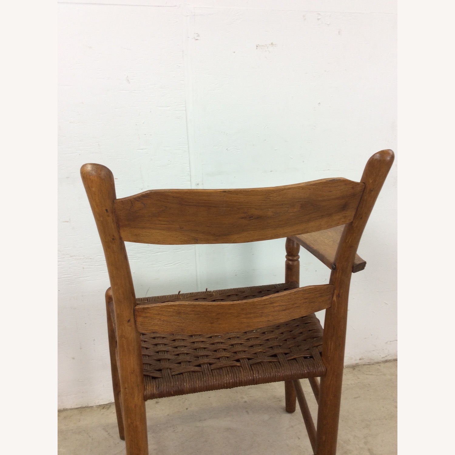 Antique Ladder Back Writing Chair with Rush Seat - image-20