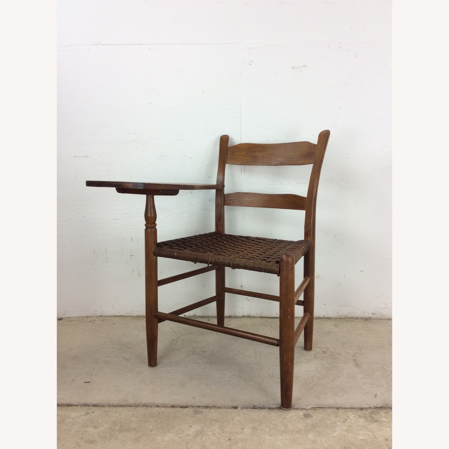 Antique Ladder Back Writing Chair with Rush Seat - image-15