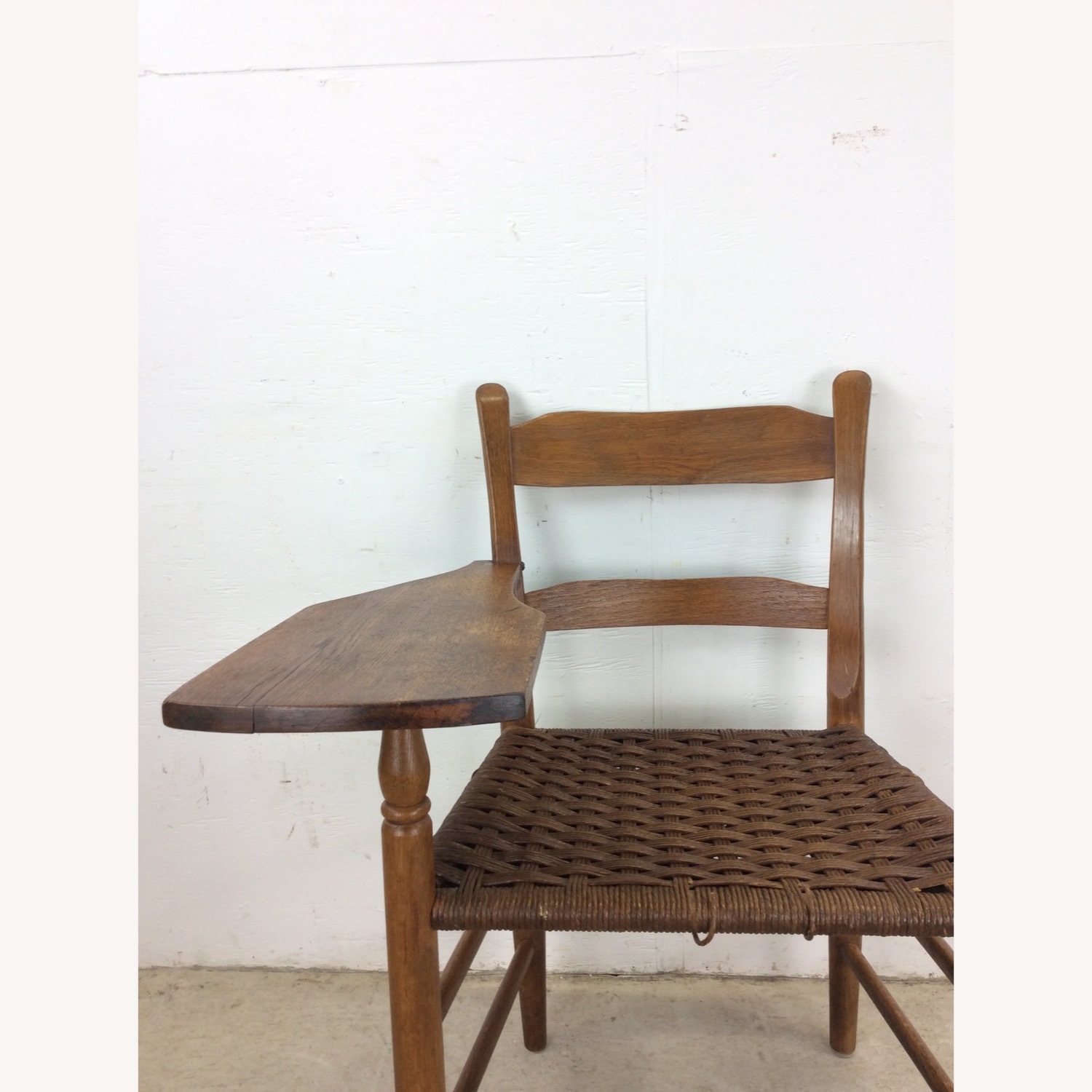 Antique Ladder Back Writing Chair with Rush Seat - image-4