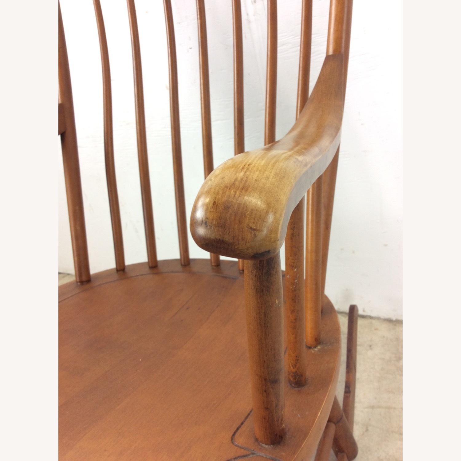 Mid Century Maple Rocking Chair with Spindle Back - image-9