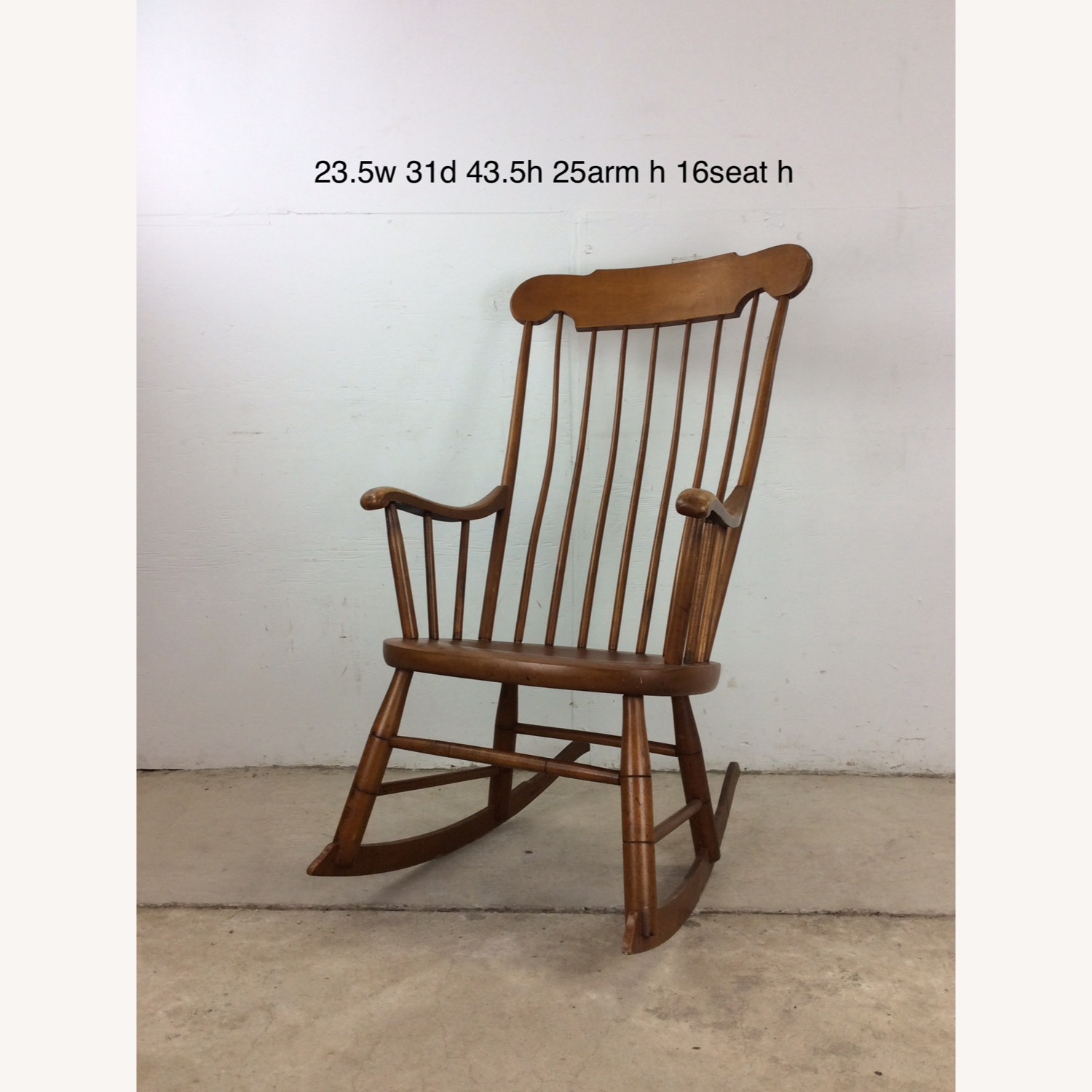 Mid Century Maple Rocking Chair with Spindle Back - image-23