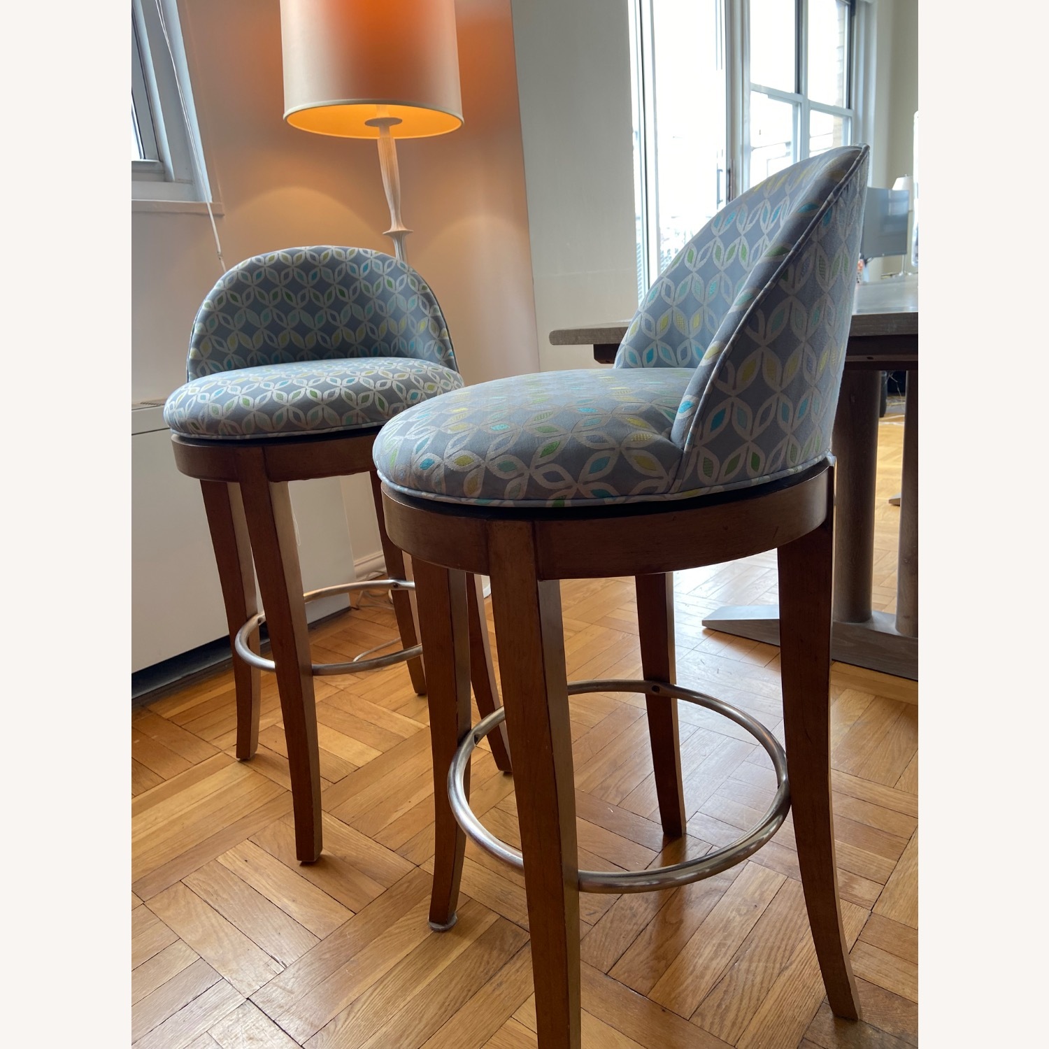 Kravet Swivel Barstools - Pair - image-1