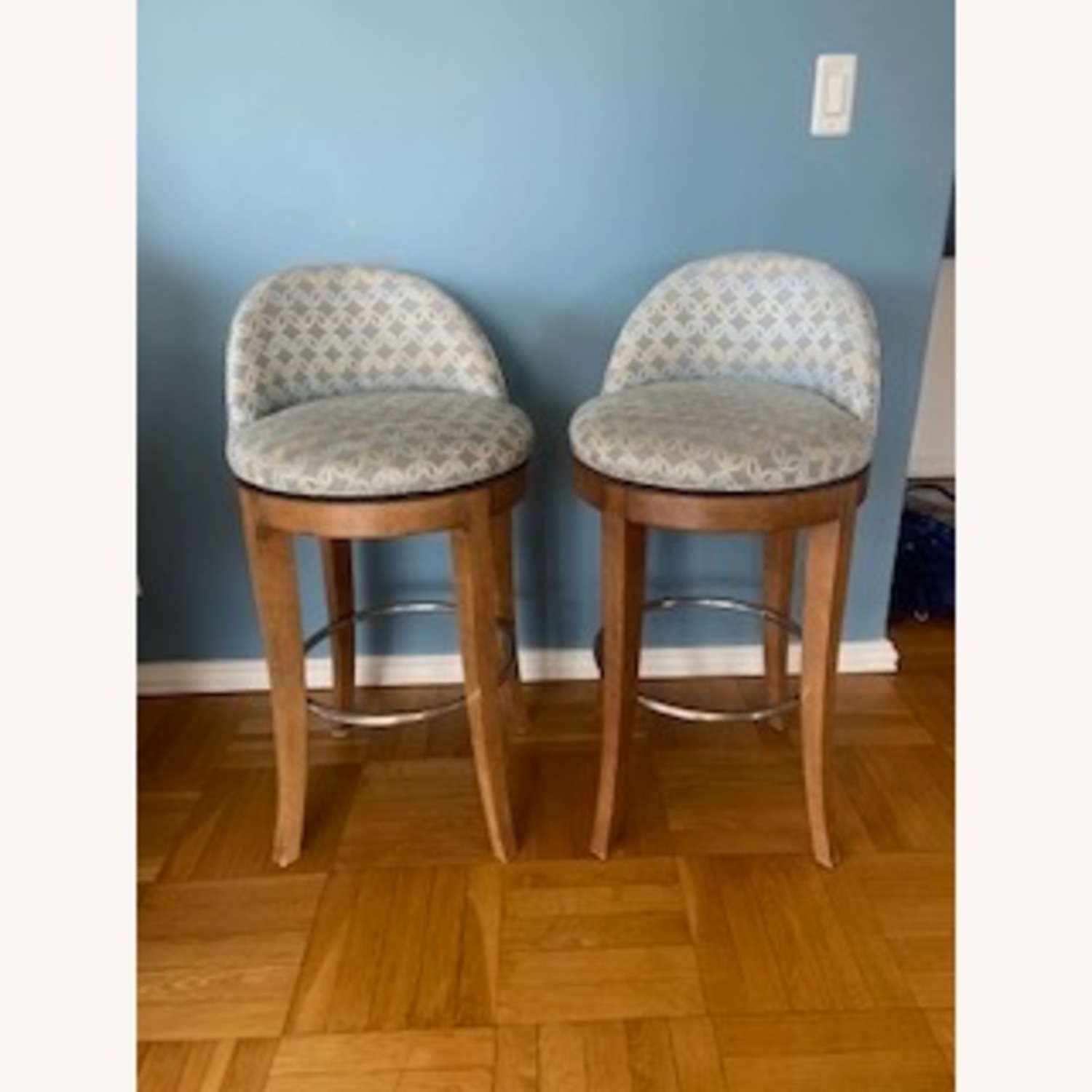 Kravet Swivel Barstools - Pair - image-9