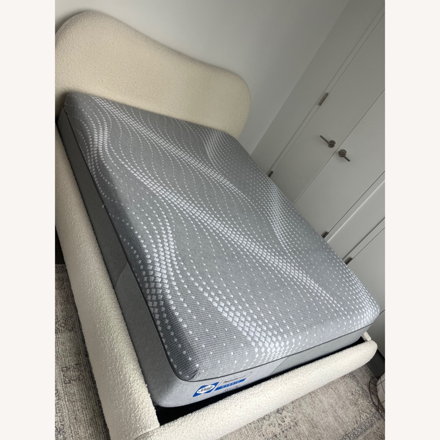 CB2 Queen Bed Base, White Teddy Fabric - image-3