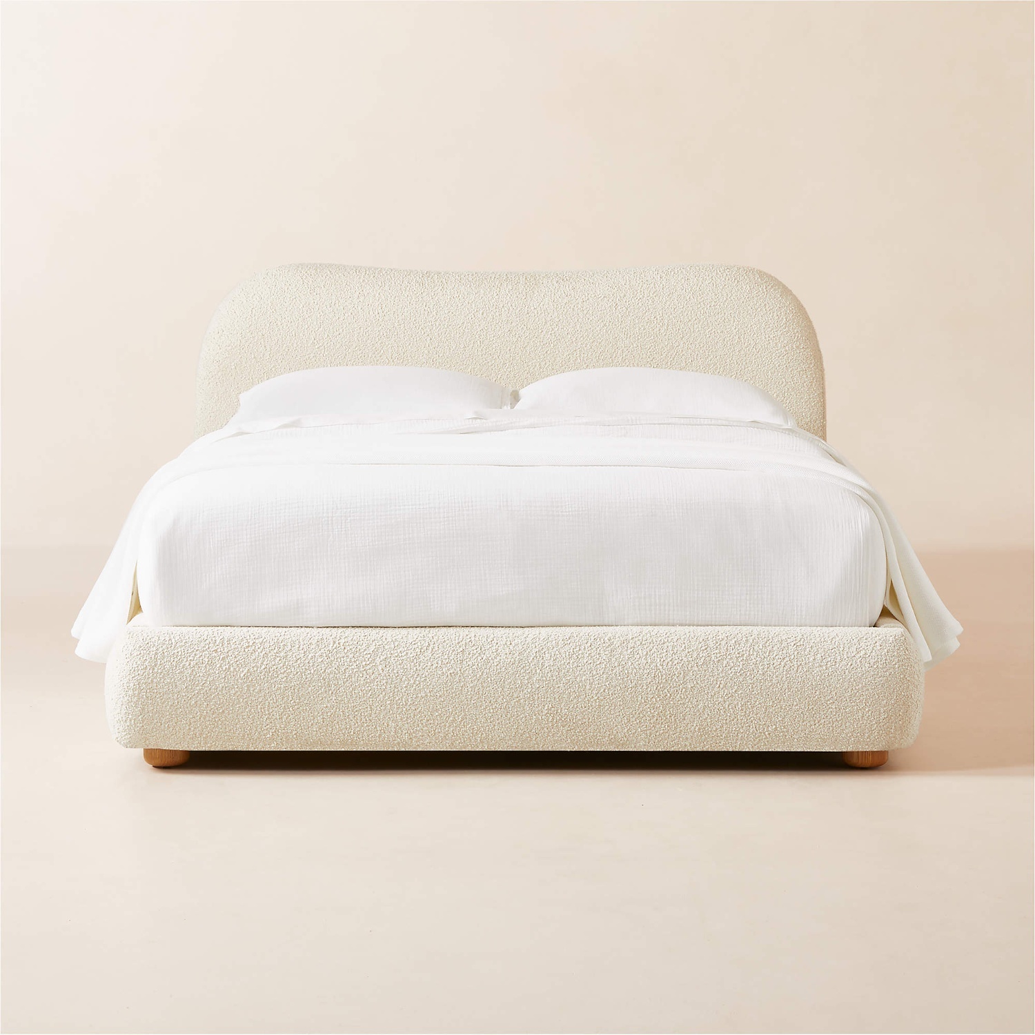 CB2 Queen Bed Base, White Teddy Fabric - image-5