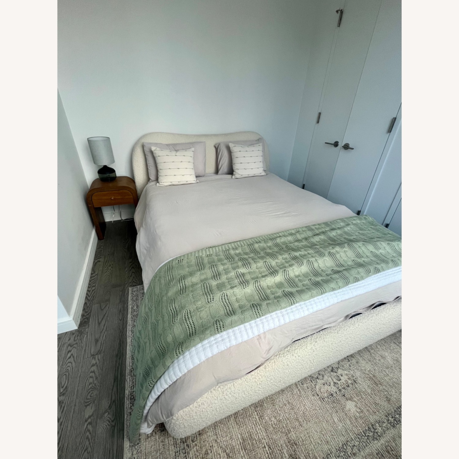 CB2 Queen Bed Base, White Teddy Fabric - image-2