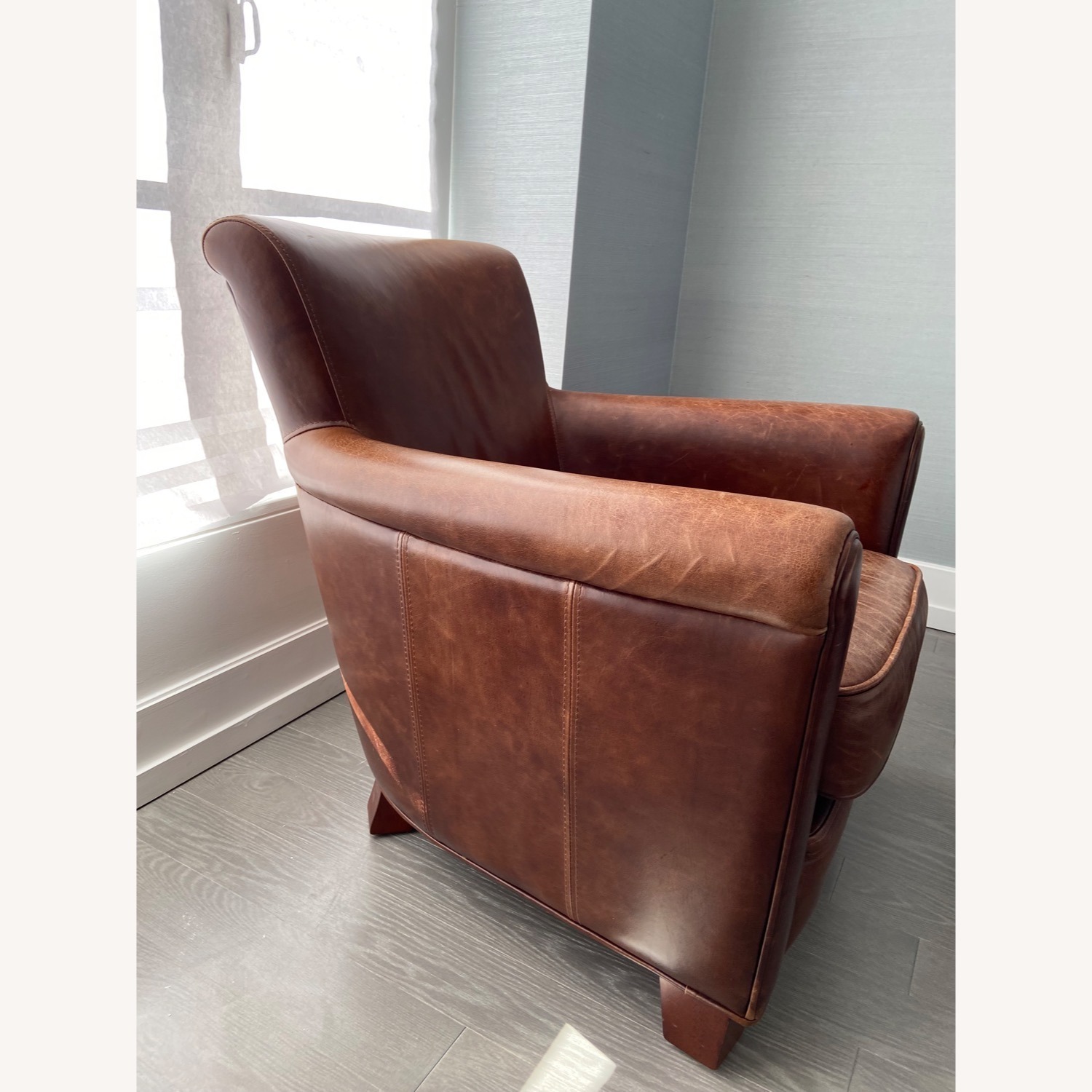 Pottery Barn Irving Roll Arm Leather Armchair - image-3